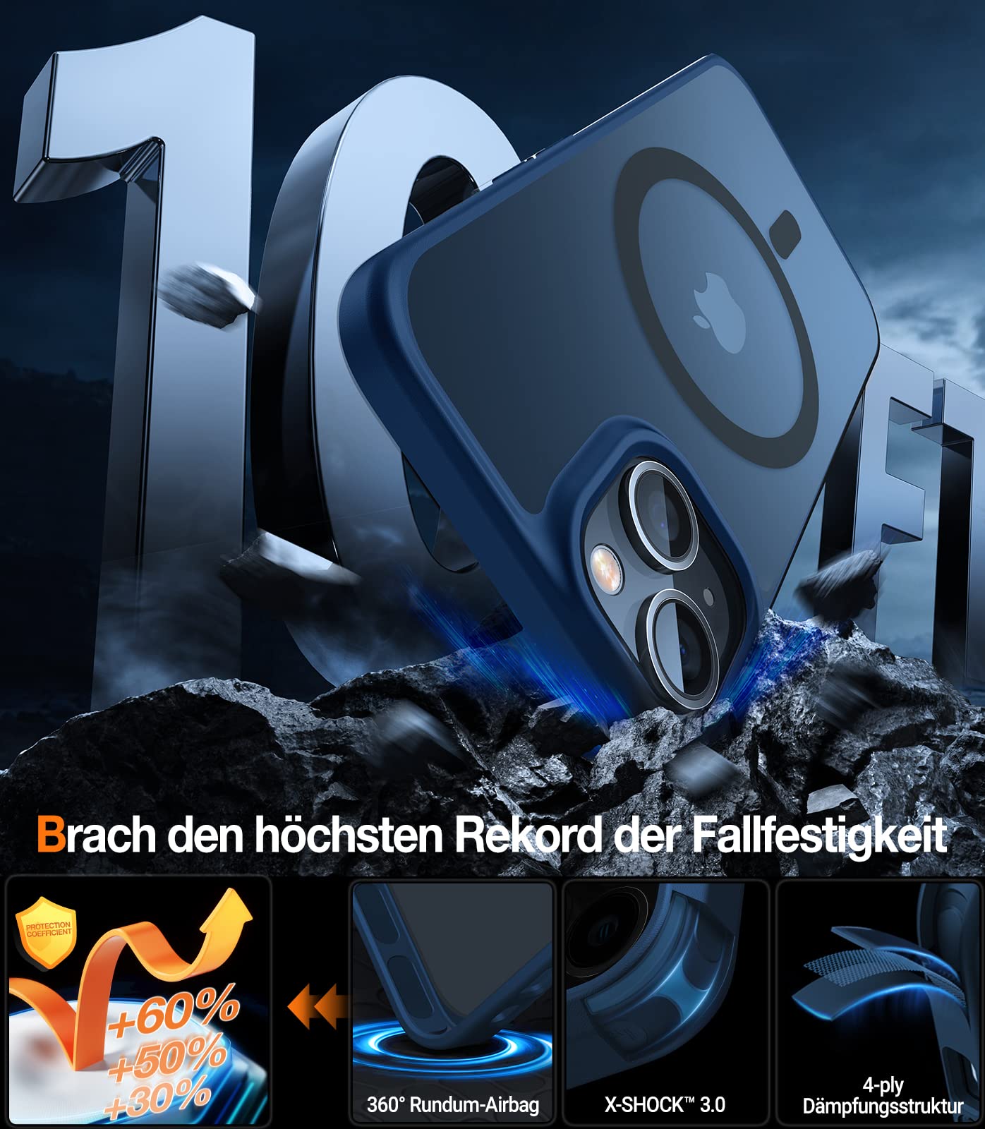 TORRAS Guardian-Mag für iPhone 17 Pro Hülle für MagSafe (Zertifizierte Militärschutz und Magnetkraft) Handyhülle iPhone 17 Pro Case Extrem Haltbarkeit Hülle Stoßfest Kratzfest Cover, Matt Blau