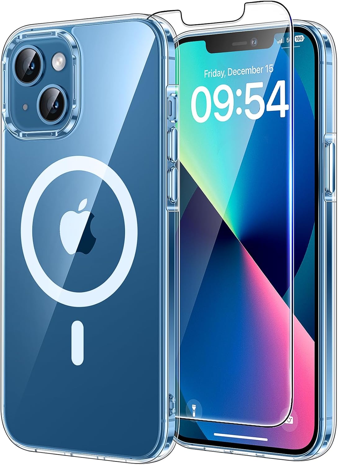 TAURI für iPhone 17 Hülle 6,3" mit Panzer Schutz Glas Folie, Kompatibel mit MagSafe, Schutz nach Militärstandard, [Anti-Vergilbung] Stoßfest Transparent Magnetisch Handyhülle - Durchsichtig