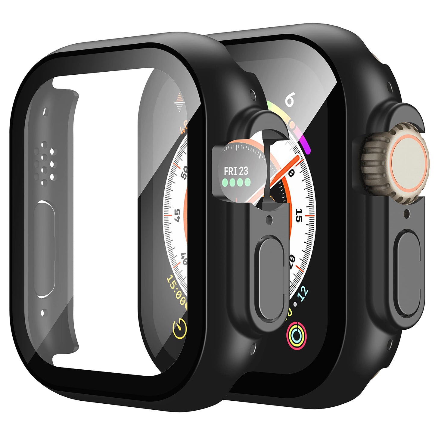 Misxi 2 Stück Harte PC Schutzhülle mit Gehärtetem Displayschutz für Apple Watch Series 11 (2025) Series 10 46mm, Ultra-dünne Anti-Fall Kratzfeste Abdeckung Schutz für iWatch, Mattschwarz