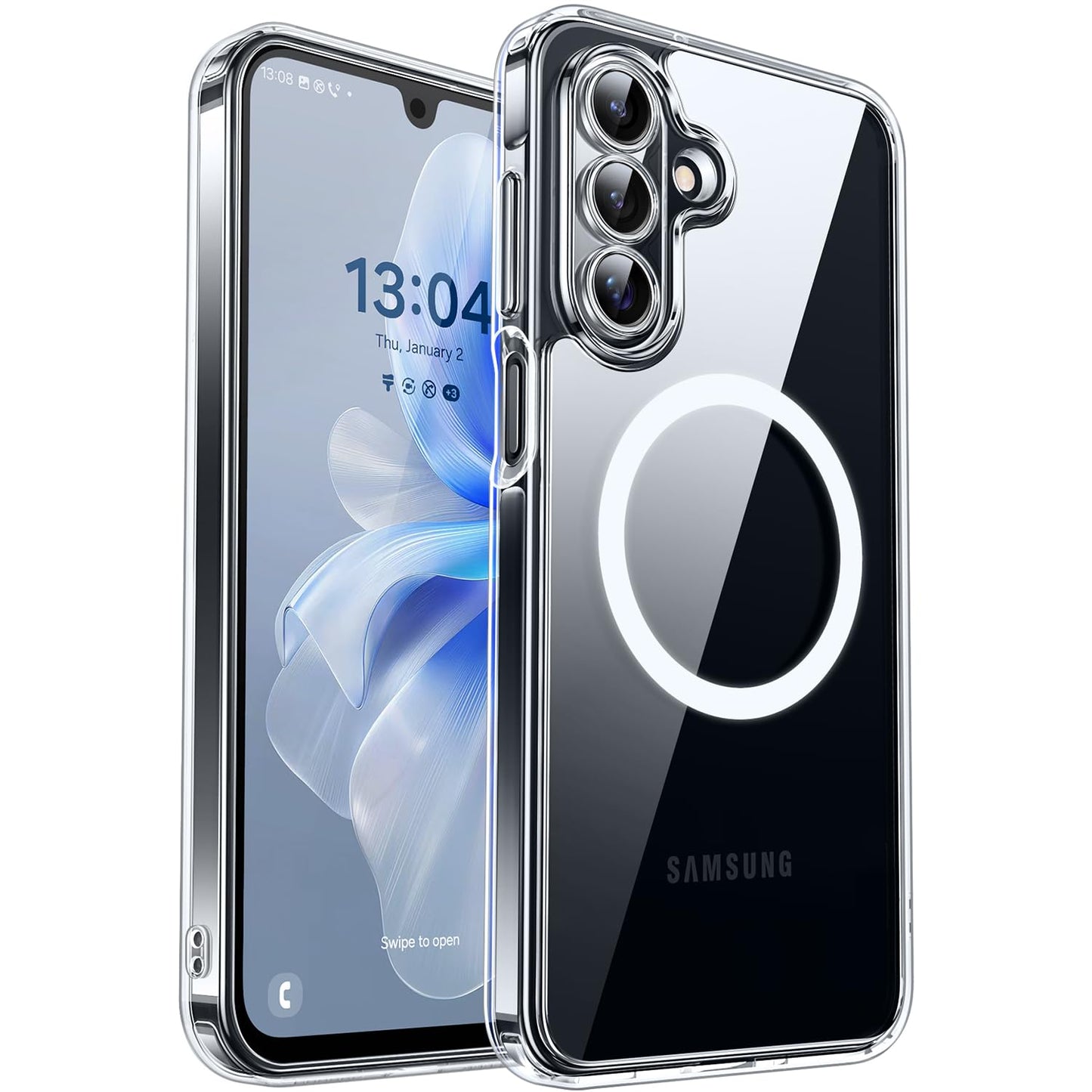 CANSHN für Samsung Galaxy S25 Hülle mit Kameraschutz für Magsafe (TOP Militärschutz & Magnetkraft) Extrem Haltbarkeit Handyhülle S25 Case - Transluzente Matt Schwarz