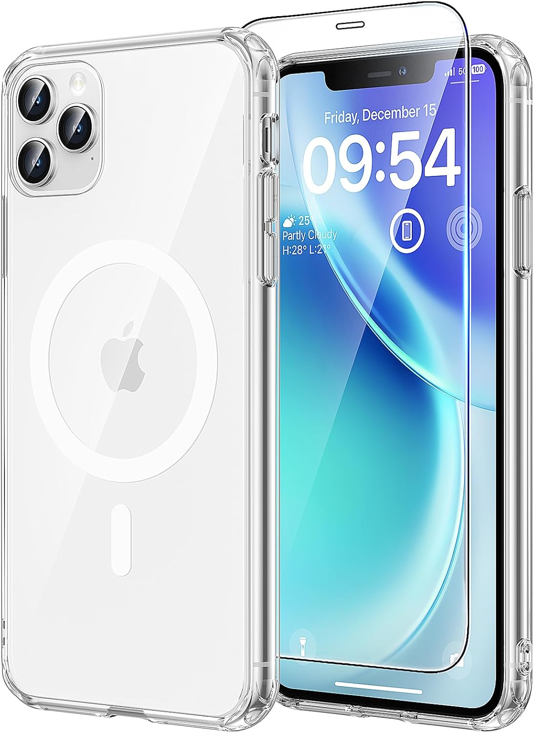 TAURI für iPhone 17 Hülle 6,3" mit Panzer Schutz Glas Folie, Kompatibel mit MagSafe, Schutz nach Militärstandard, [Anti-Vergilbung] Stoßfest Transparent Magnetisch Handyhülle - Durchsichtig