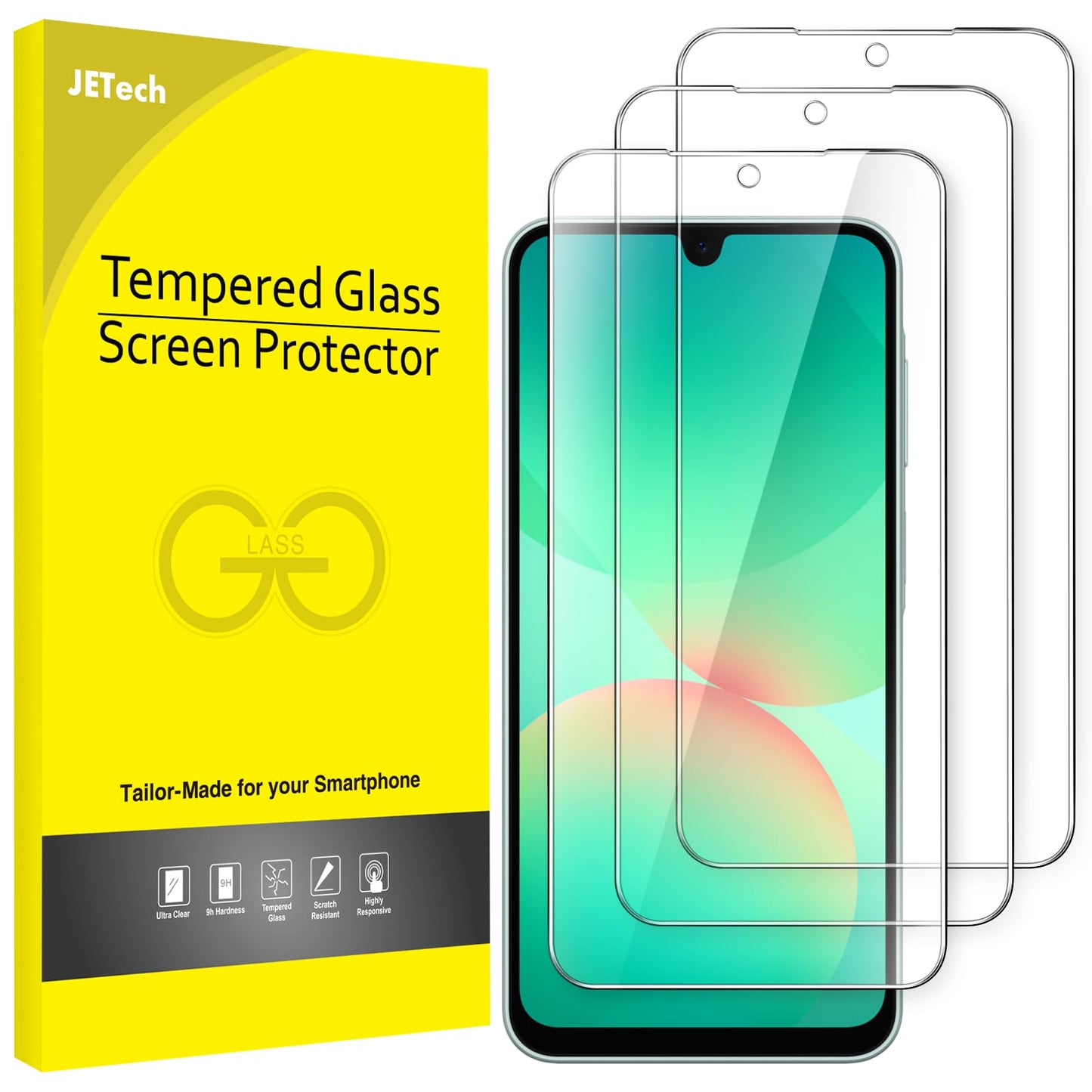 JETech Schutzfolie für Samsung Galaxy A54 5G 6,4 Zoll, 9H Panzer Schutz Glas Folie Displayschutz, Kratzfest, HD Klar, 3 Stück
