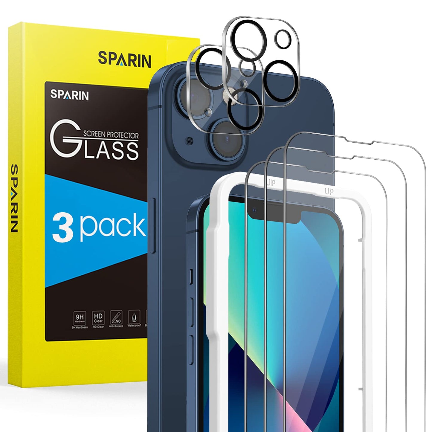 SPARIN für iPhone 17 Pro 6.3 Zoll 2025 Panzer Schutz Glas, 3 Stück Schutzfolie und 3 Stück Kameraschutz mit Montage Rahmen, 9H Härte, Anti-Bläschen,HD-Klar