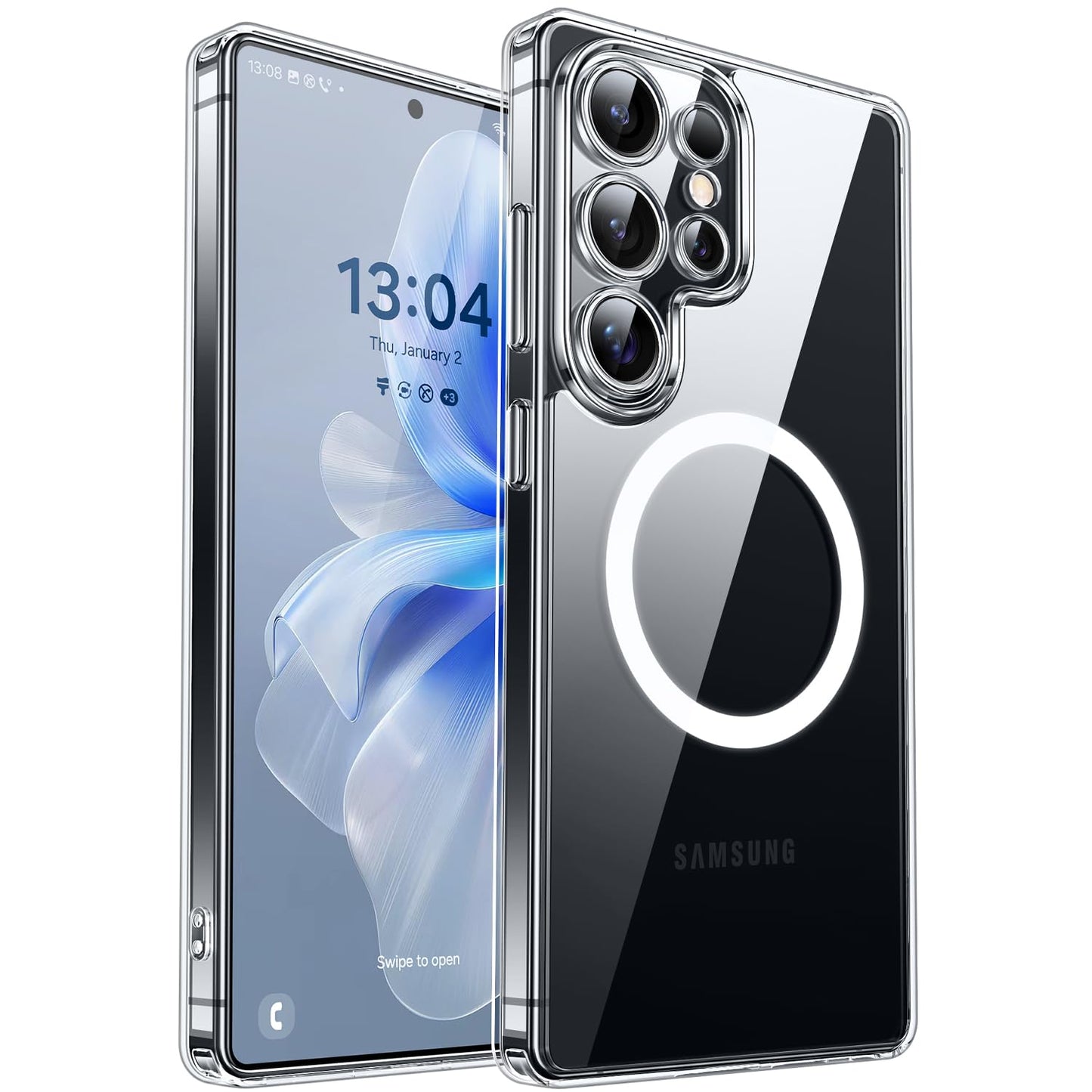 CANSHN für Samsung Galaxy S25 Hülle mit Kameraschutz für Magsafe (TOP Militärschutz & Magnetkraft) Extrem Haltbarkeit Handyhülle S25 Case - Transluzente Matt Schwarz