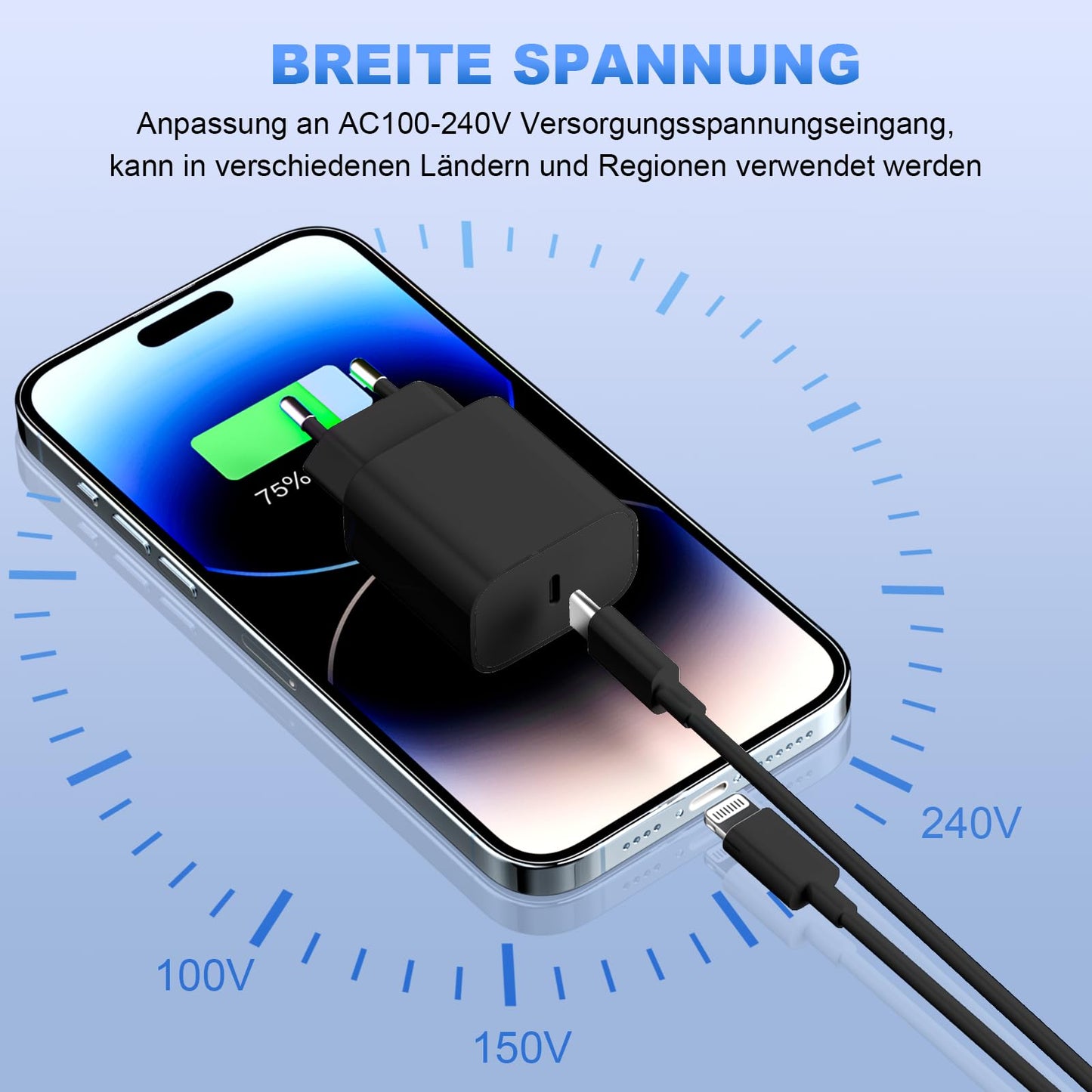 iPhone Ladekabel, [MFi-Zertifiziert] 2er Pack 25W iPhone Ladegerät Apple Ladekabel 2M, USBC Schnellladegerät mit USB C auf Lightning Kabel für i Phone 14 13 12 11 Pro Max XS XR X 8 7 6 Plus 5 iPad