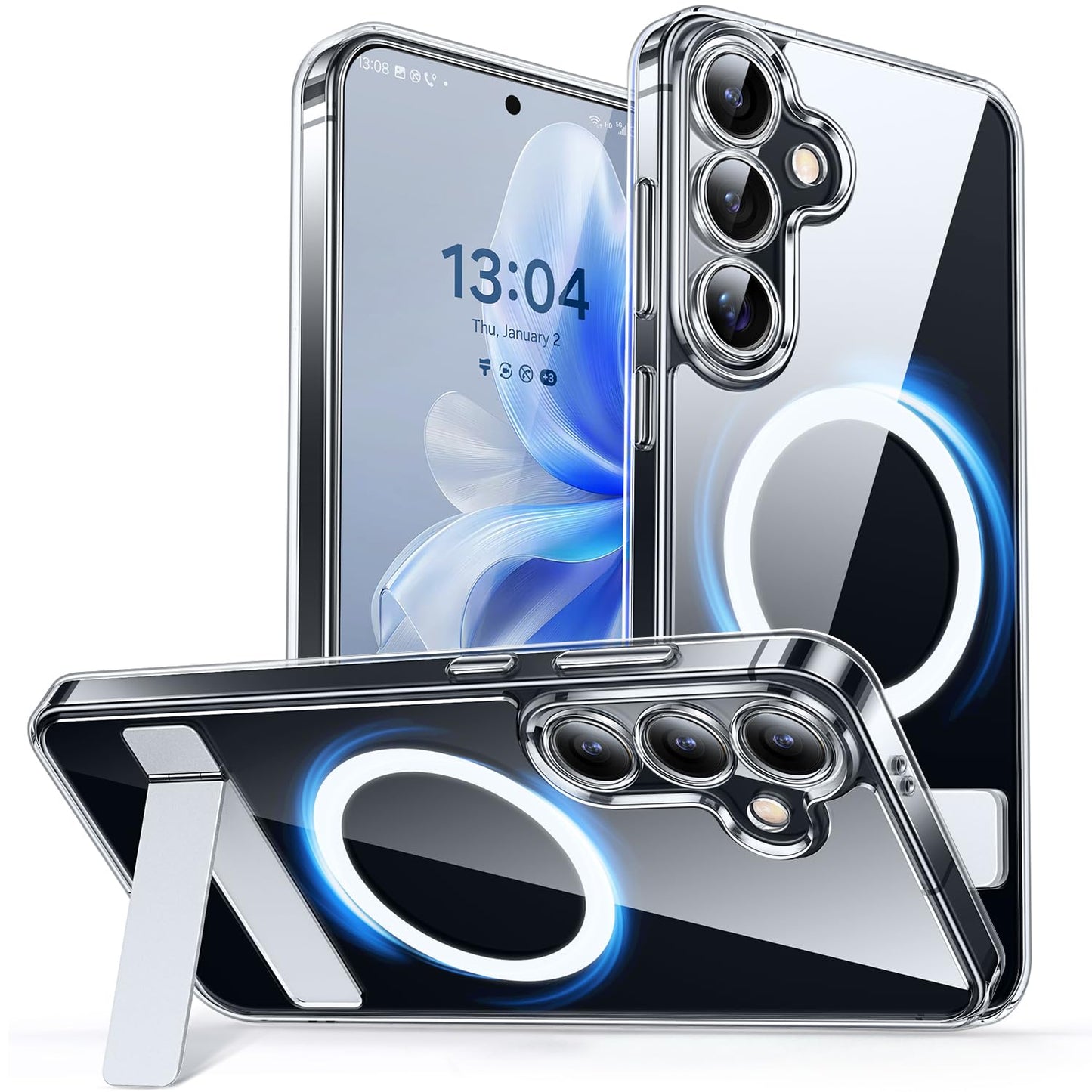 CANSHN für Samsung Galaxy S25 Hülle mit Kameraschutz für Magsafe (TOP Militärschutz & Magnetkraft) Extrem Haltbarkeit Handyhülle S25 Case - Transluzente Matt Schwarz