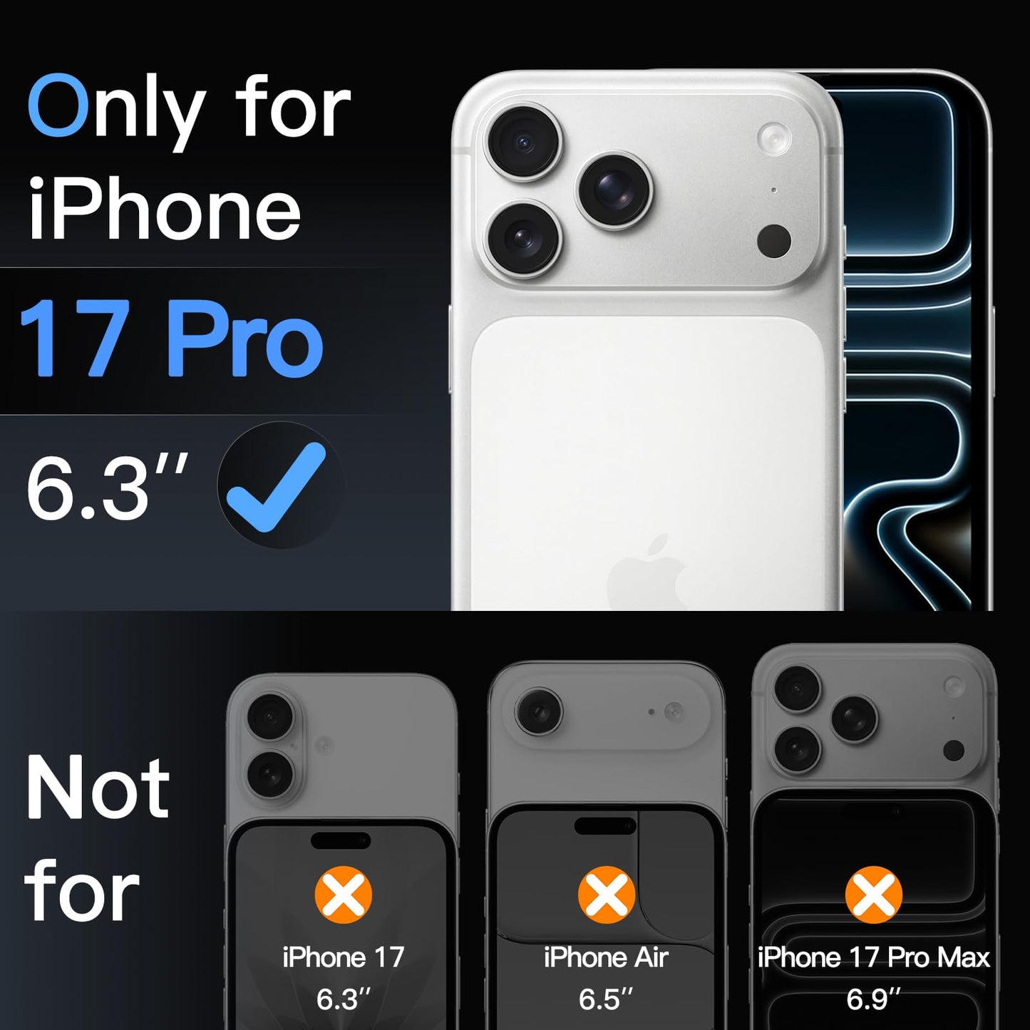 JETech Kameraschutz für iPhone 17 Pro 6,3 Zoll, 9H Gehärtetes Glas, Anti-Kratzer, Hat Keinen Einfluss auf die Hülle, Beeinträchtigt Nachtaufnahmen Nicht, HD Klar, 3 Stück (Durchsichtig)
