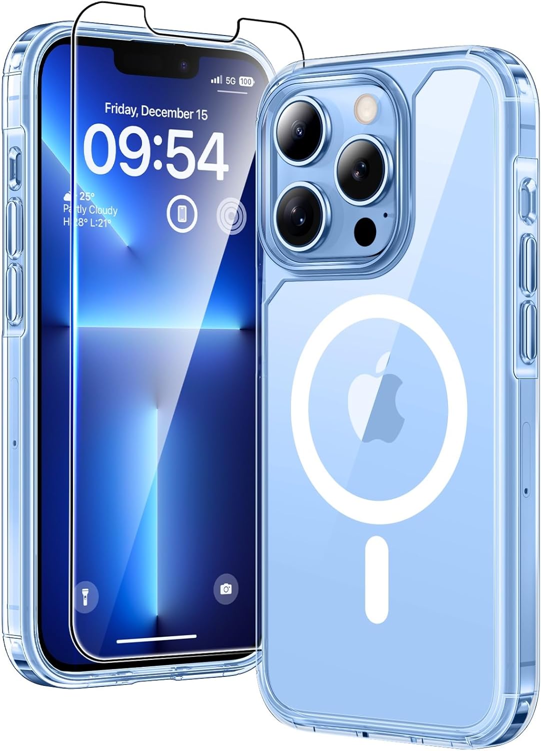 TAURI für iPhone 17 Hülle 6,3" mit Panzer Schutz Glas Folie, Kompatibel mit MagSafe, Schutz nach Militärstandard, [Anti-Vergilbung] Stoßfest Transparent Magnetisch Handyhülle - Durchsichtig