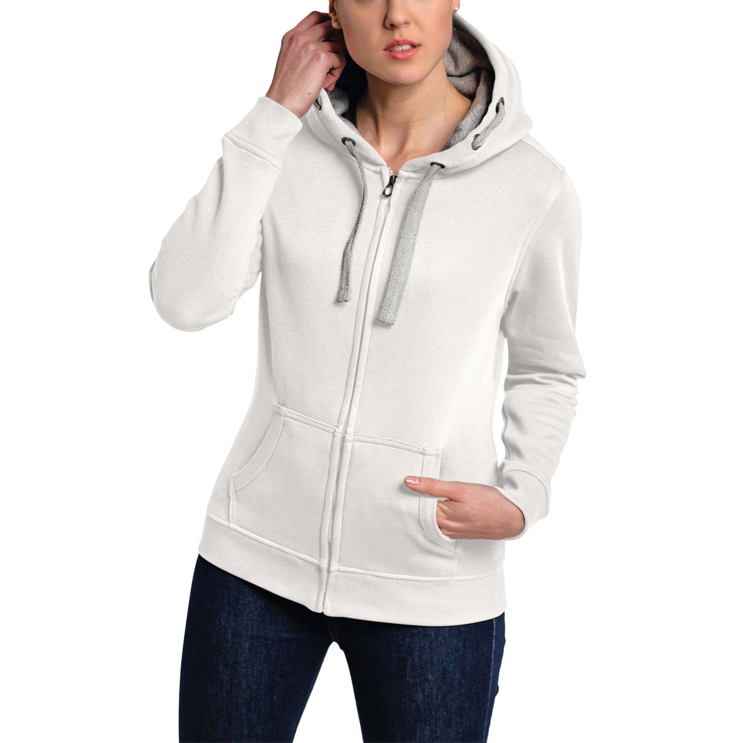 HRM Damen Hooded Jacket I Premium Kapuzenjacke Damen mit Kontrast-Innenfutter I Basic Hoodie mit Reißverschluss I Zip Hoodie I Hochwertige & nachhaltige Damen-Oberteile
