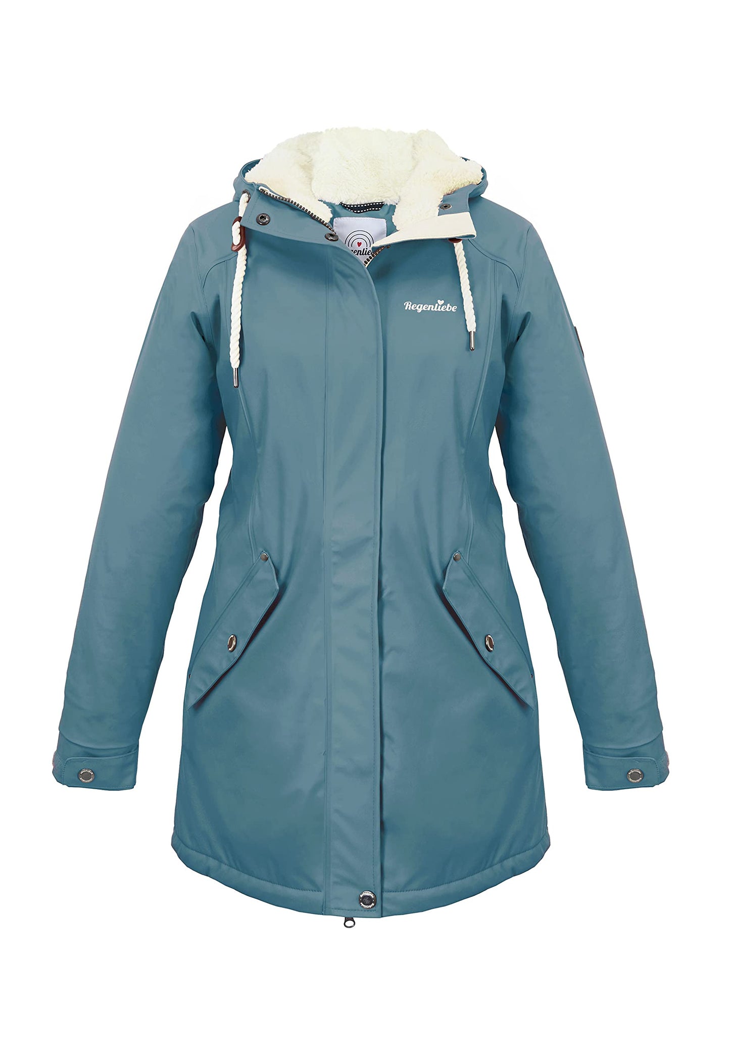 Regenliebe Damen Regenmantel wasserdicht Friesennerz mit Teddyfleece gefüttert
