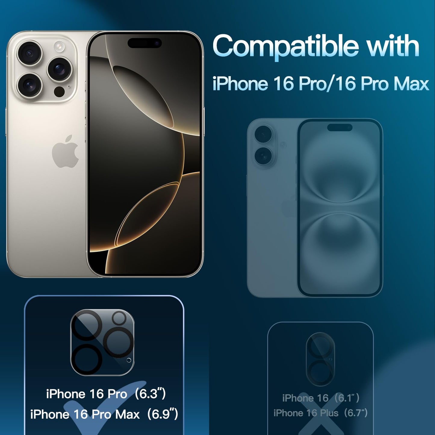 JETech Kameraschutz für iPhone 17 Pro 6,3 Zoll, 9H Gehärtetes Glas, Anti-Kratzer, Hat Keinen Einfluss auf die Hülle, Beeinträchtigt Nachtaufnahmen Nicht, HD Klar, 3 Stück (Durchsichtig)