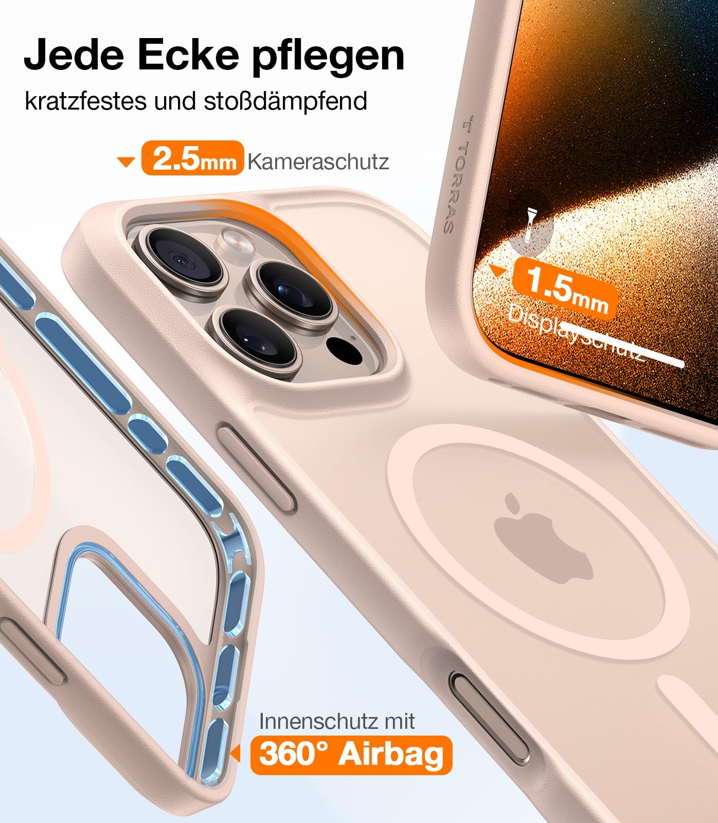 TORRAS Guardian-Mag für iPhone 17 Pro Hülle für MagSafe (Zertifizierte Militärschutz und Magnetkraft) Handyhülle iPhone 17 Pro Case Extrem Haltbarkeit Hülle Stoßfest Kratzfest Cover, Matt Blau