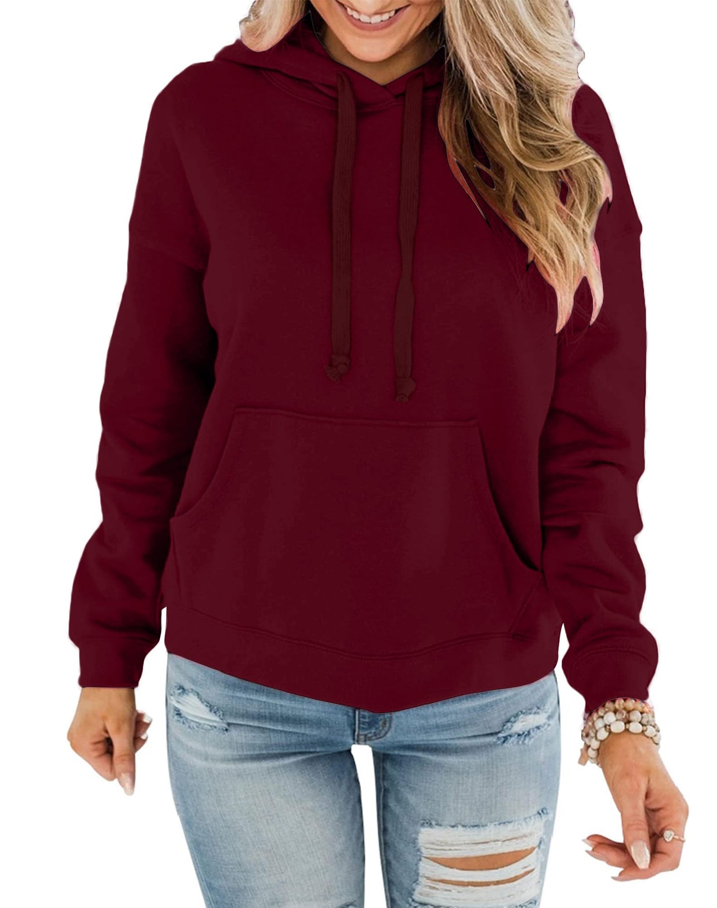 Hoodie Damen Kapuzenpullover Baumwolle Pullover Herbst Langarm Sweatshirt Casual Hoody mit Kapuze Leichter Pulli Oberteile