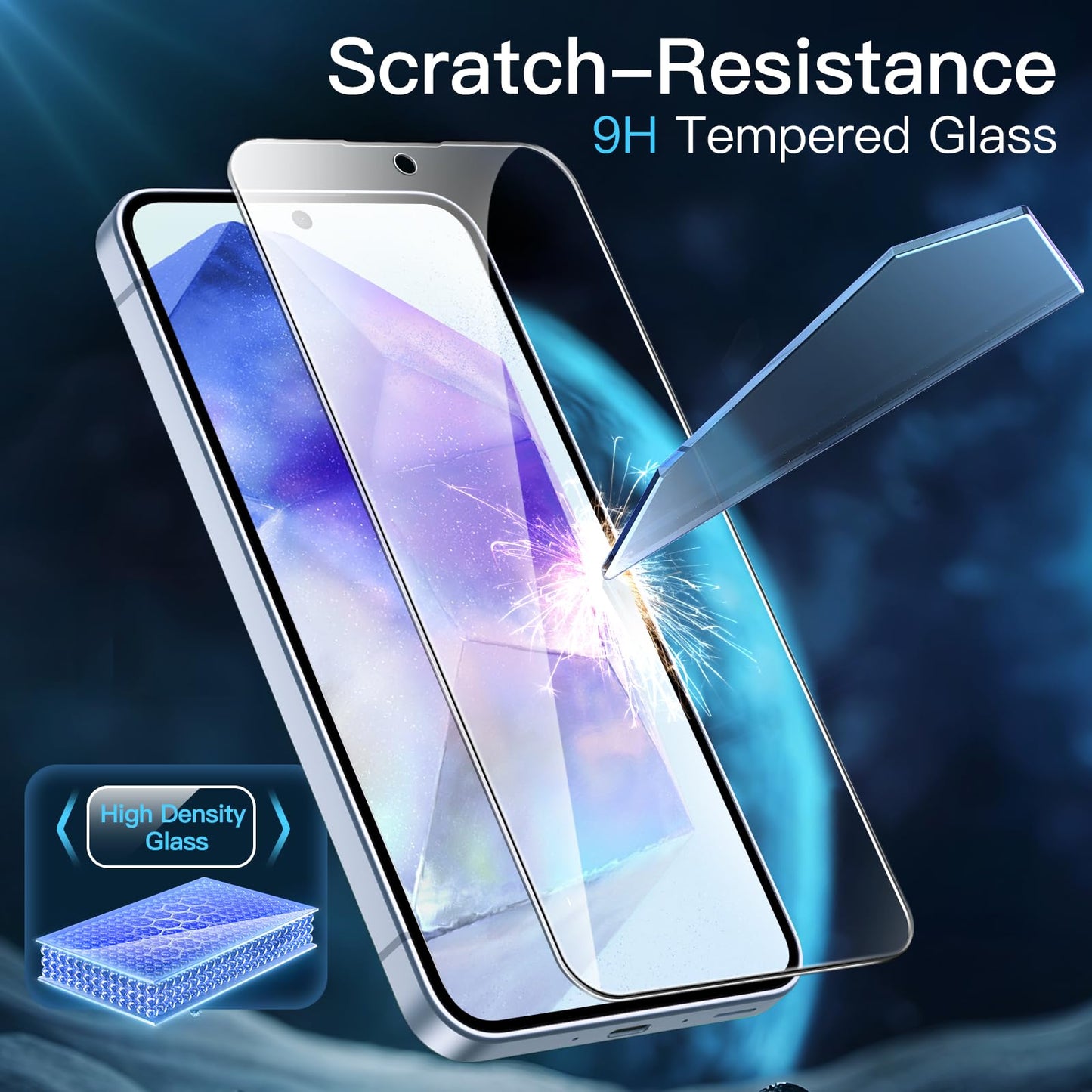 JETech Schutzfolie für Samsung Galaxy A54 5G 6,4 Zoll, 9H Panzer Schutz Glas Folie Displayschutz, Kratzfest, HD Klar, 3 Stück