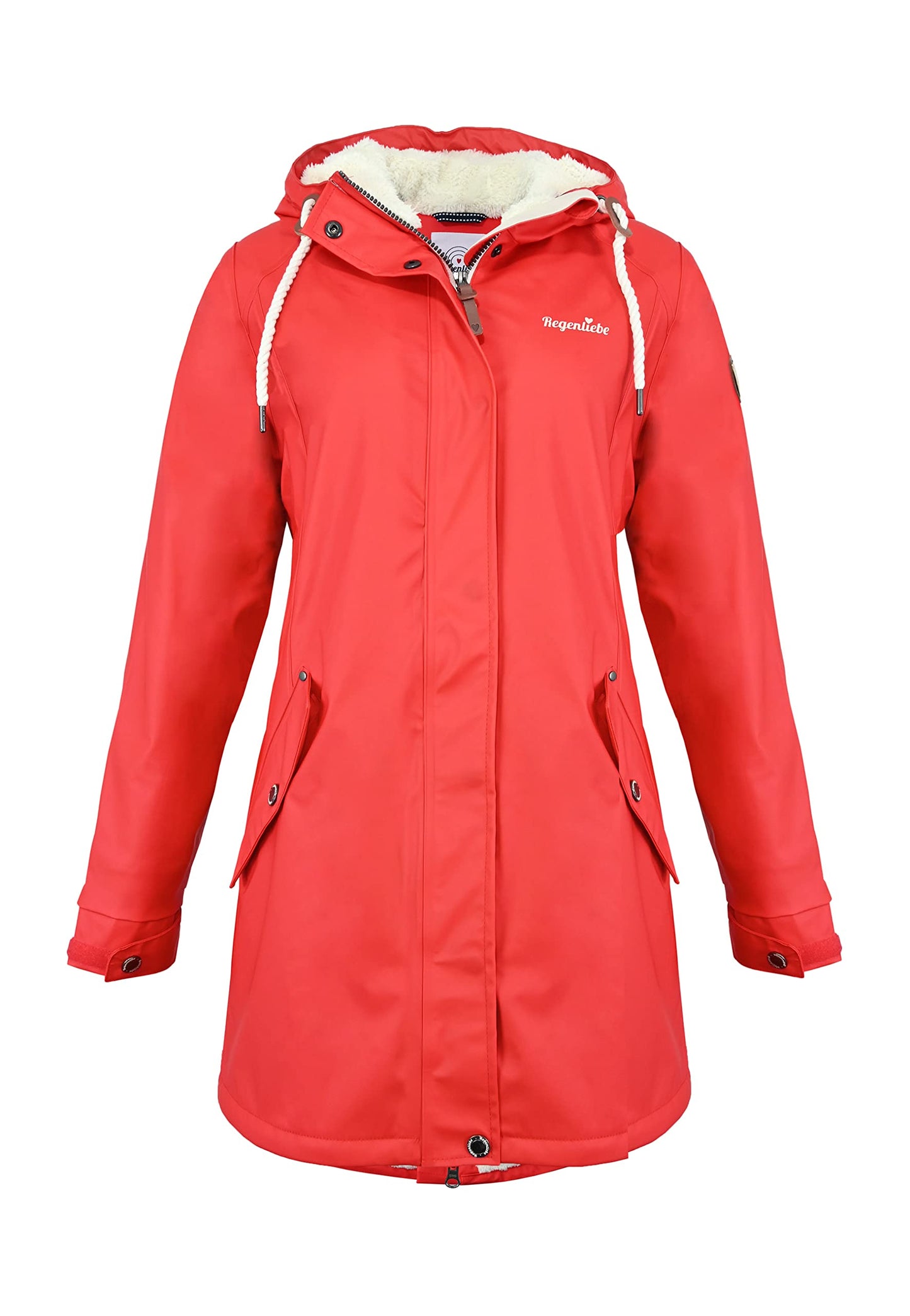 Regenliebe Damen Regenmantel wasserdicht Friesennerz mit Teddyfleece gefüttert