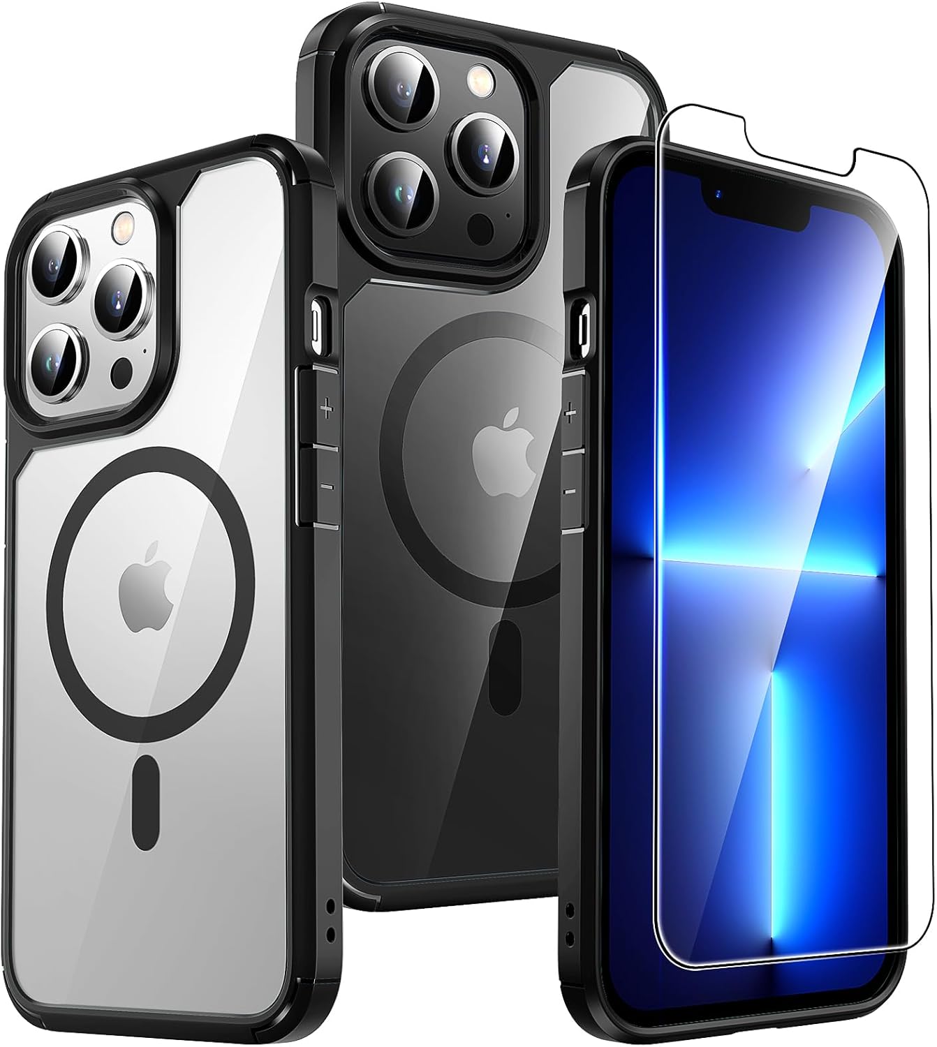 TAURI für iPhone 17 Hülle 6,3" mit Panzer Schutz Glas Folie, Kompatibel mit MagSafe, Schutz nach Militärstandard, [Anti-Vergilbung] Stoßfest Transparent Magnetisch Handyhülle - Durchsichtig