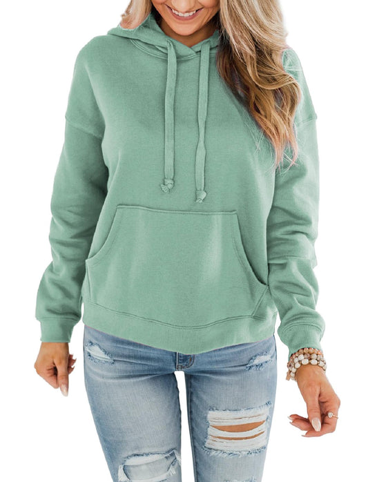 Hoodie Damen Kapuzenpullover Baumwolle Pullover Herbst Langarm Sweatshirt Casual Hoody mit Kapuze Leichter Pulli Oberteile