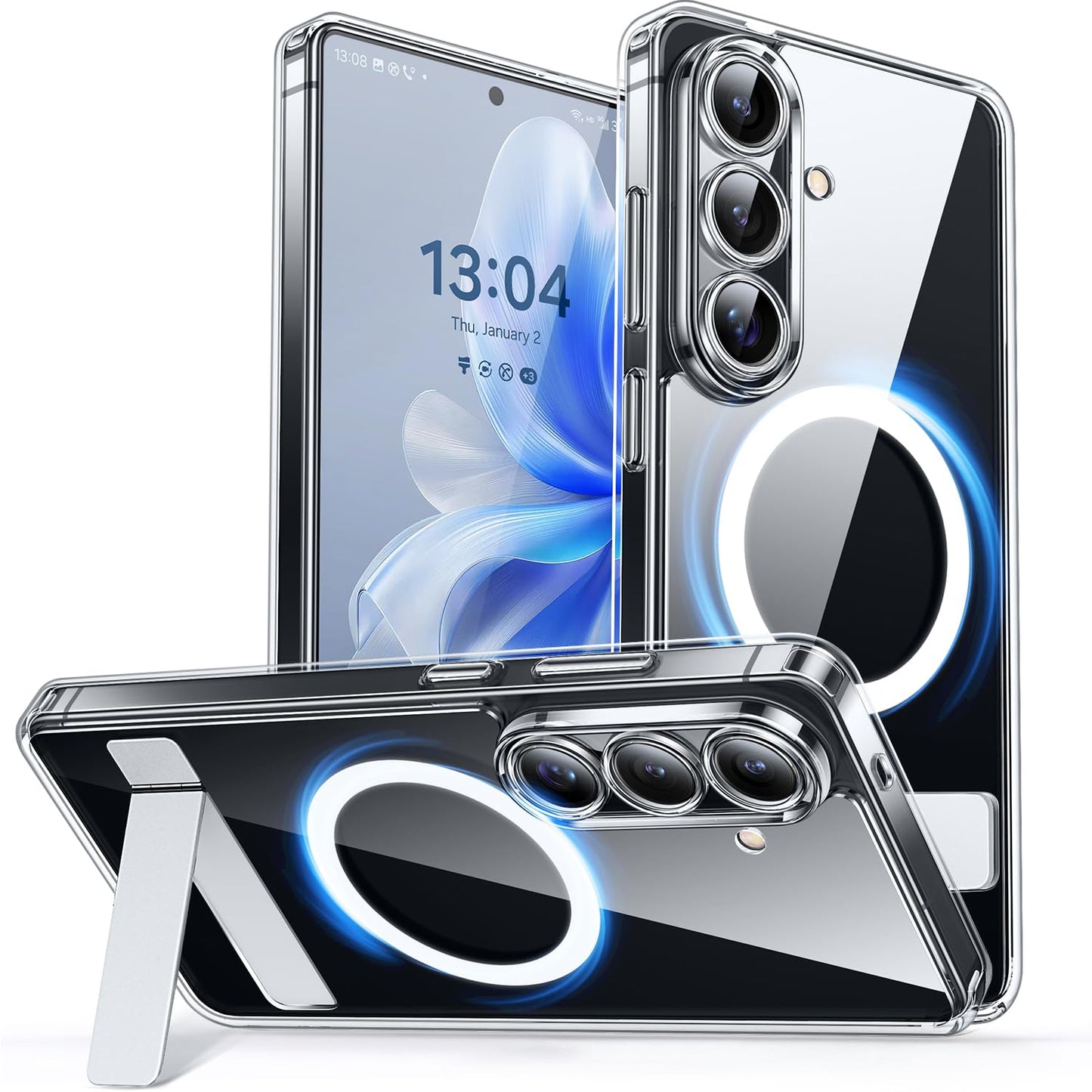 CANSHN für Samsung Galaxy S25 Hülle mit Kameraschutz für Magsafe (TOP Militärschutz & Magnetkraft) Extrem Haltbarkeit Handyhülle S25 Case - Transluzente Matt Schwarz