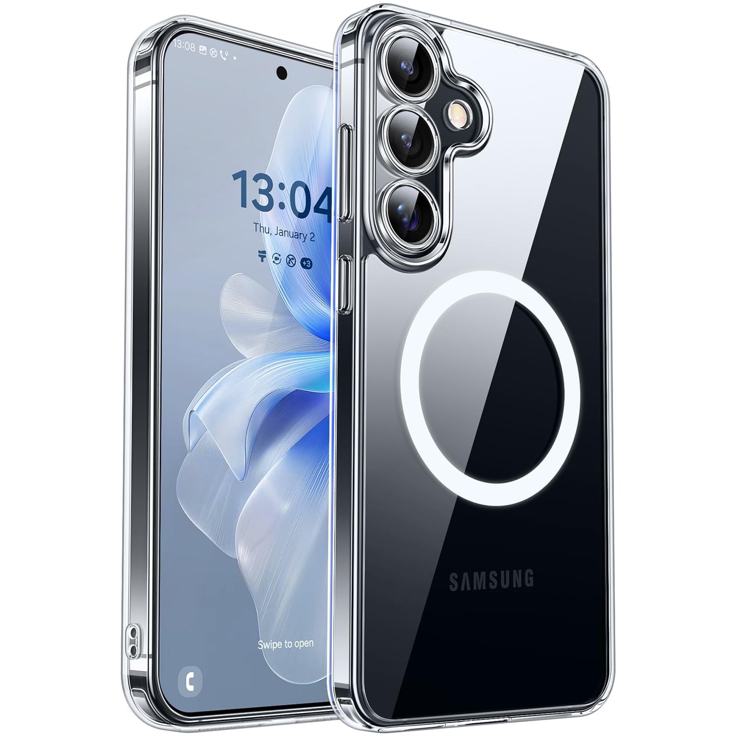 CANSHN für Samsung Galaxy S25 Hülle mit Kameraschutz für Magsafe (TOP Militärschutz & Magnetkraft) Extrem Haltbarkeit Handyhülle S25 Case - Transluzente Matt Schwarz