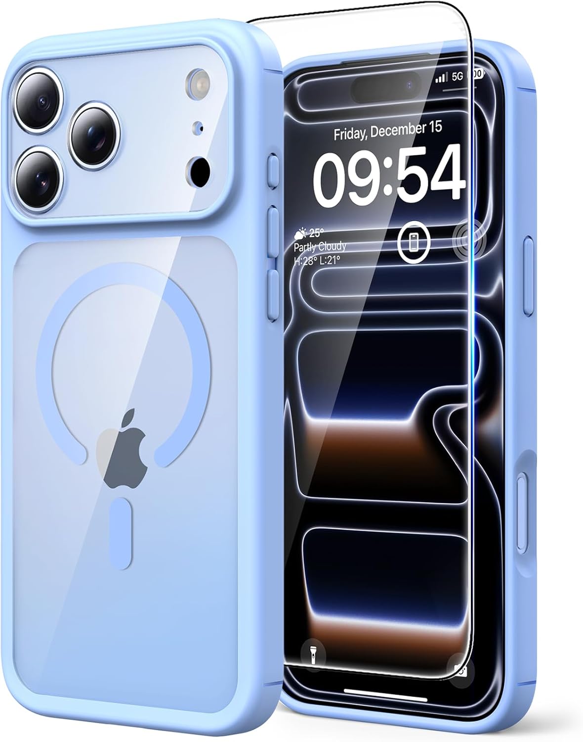 TAURI für iPhone 17 Hülle 6,3" mit Panzer Schutz Glas Folie, Kompatibel mit MagSafe, Schutz nach Militärstandard, [Anti-Vergilbung] Stoßfest Transparent Magnetisch Handyhülle - Durchsichtig