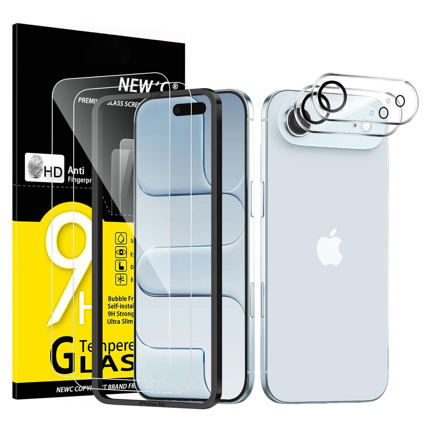 NEW'C für iPhone 16 für Panzerglas 6,1 Zoll (2 Stück) und 2 x Kamera Panzer Schutz für Kameraschutz (2 Stück) -Kratzfest -extrem widerstandsfähig -9H-Härteglas