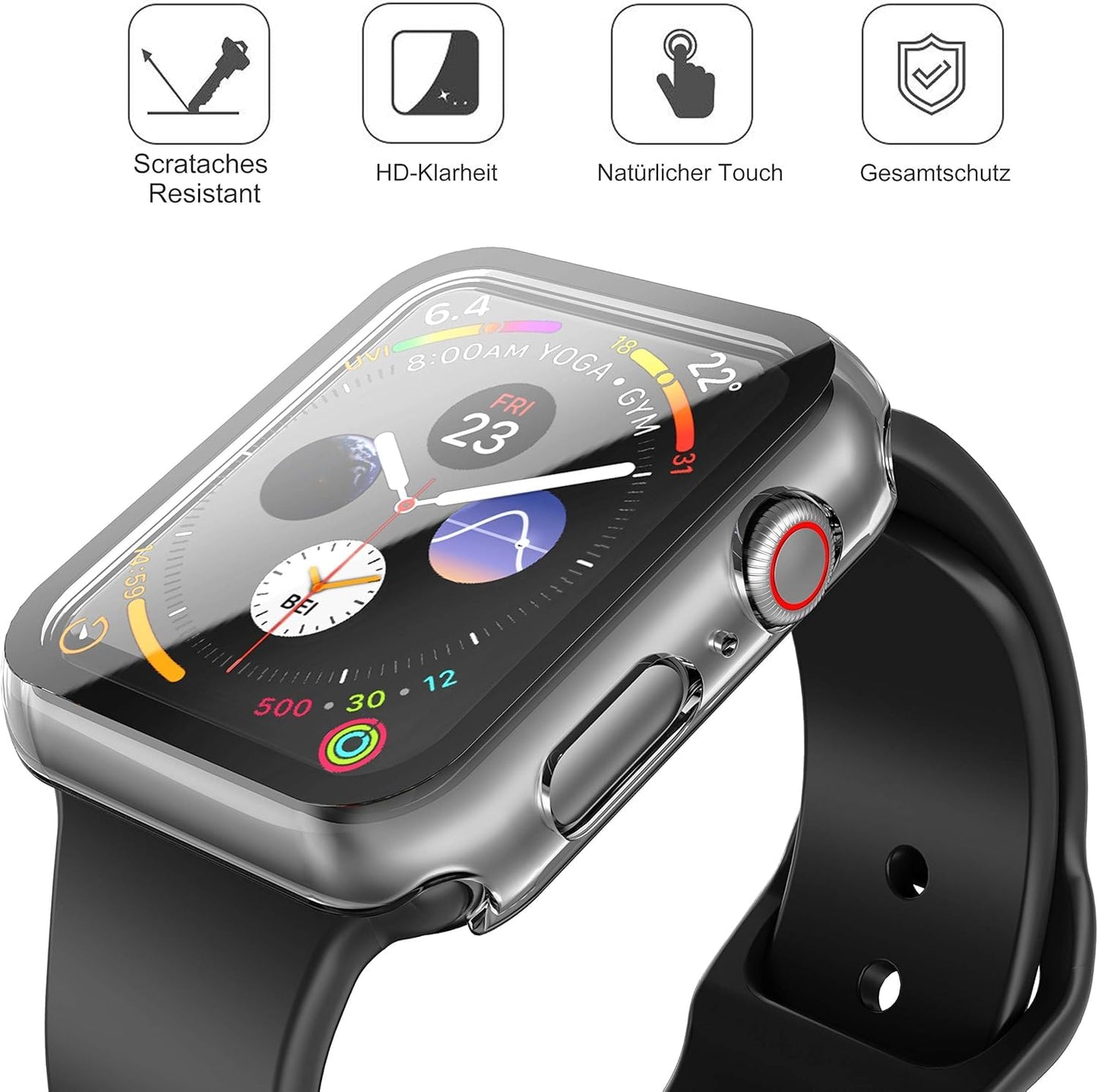 Misxi 2 Stück Harte PC Schutzhülle mit Gehärtetem Displayschutz für Apple Watch Series 11 (2025) Series 10 46mm, Ultra-dünne Anti-Fall Kratzfeste Abdeckung Schutz für iWatch, Mattschwarz