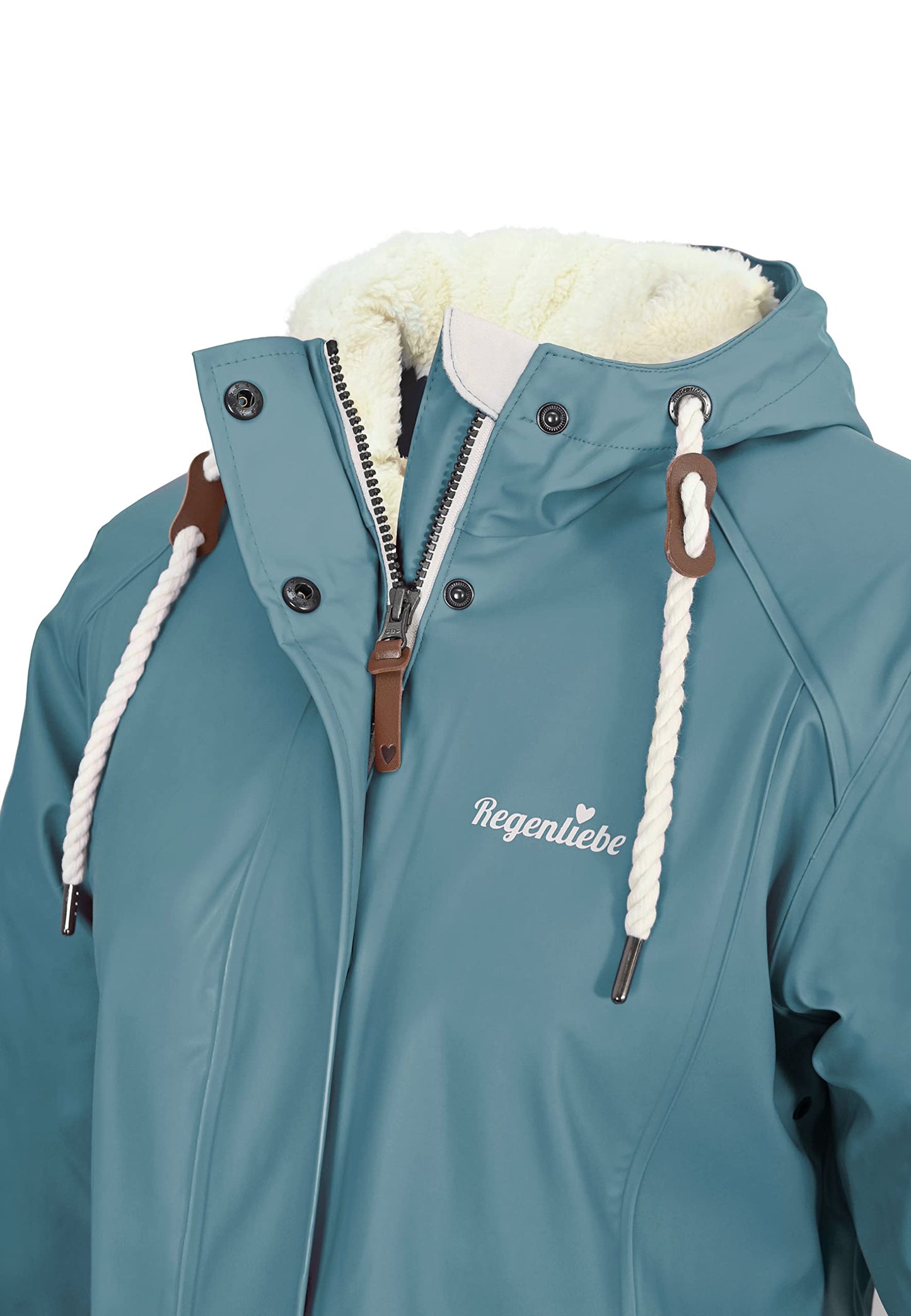 Regenliebe Damen Regenmantel wasserdicht Friesennerz mit Teddyfleece gefüttert