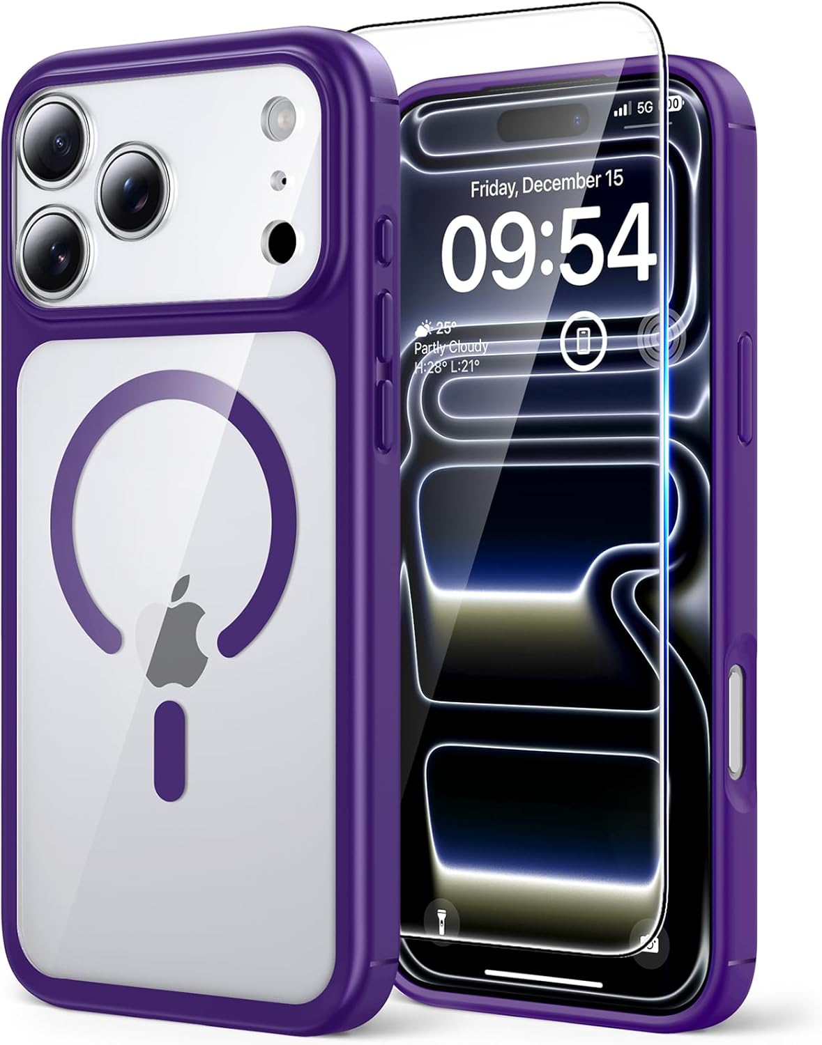 TAURI für iPhone 17 Hülle 6,3" mit Panzer Schutz Glas Folie, Kompatibel mit MagSafe, Schutz nach Militärstandard, [Anti-Vergilbung] Stoßfest Transparent Magnetisch Handyhülle - Durchsichtig