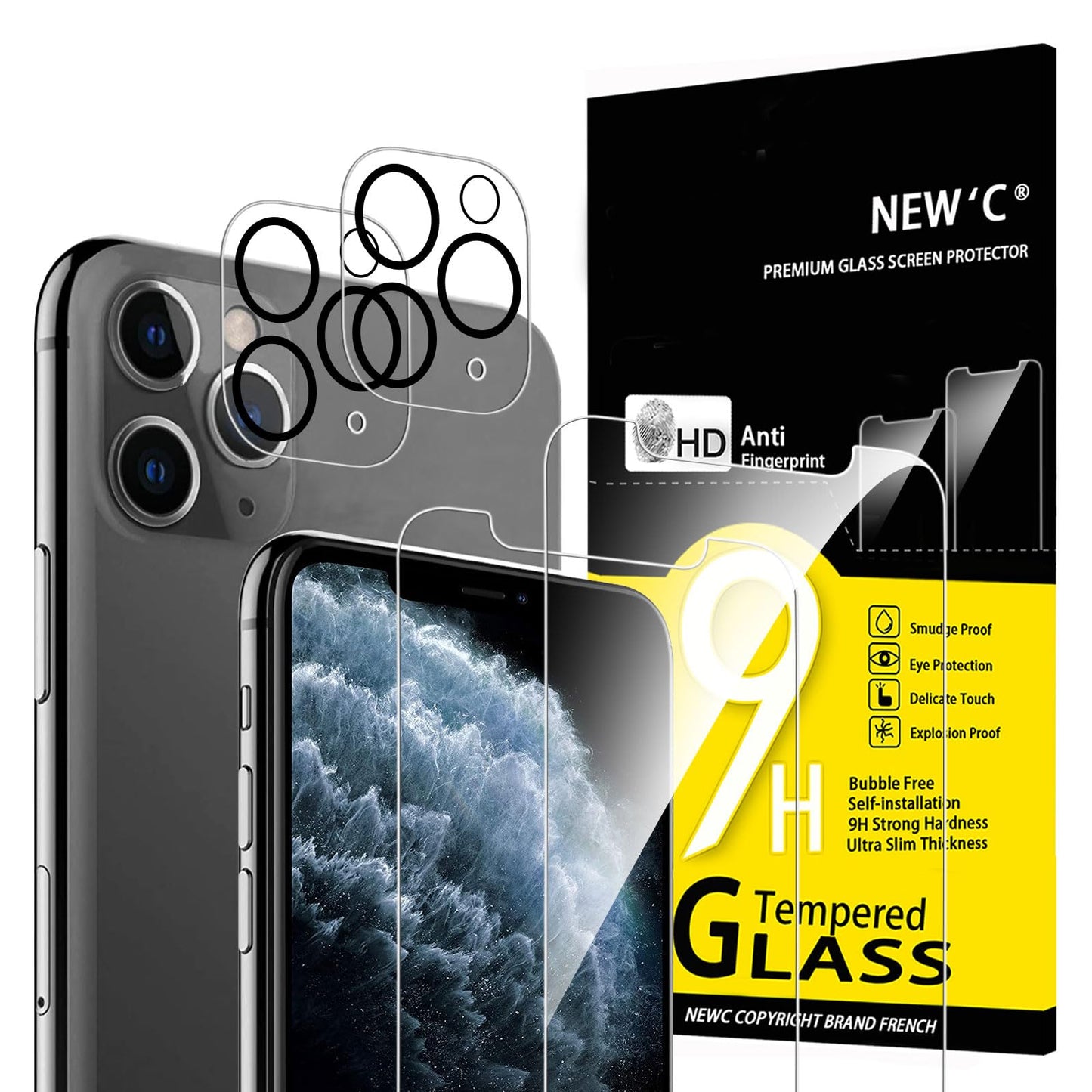 NEW'C für iPhone 16 für Panzerglas 6,1 Zoll (2 Stück) und 2 x Kamera Panzer Schutz für Kameraschutz (2 Stück) -Kratzfest -extrem widerstandsfähig -9H-Härteglas