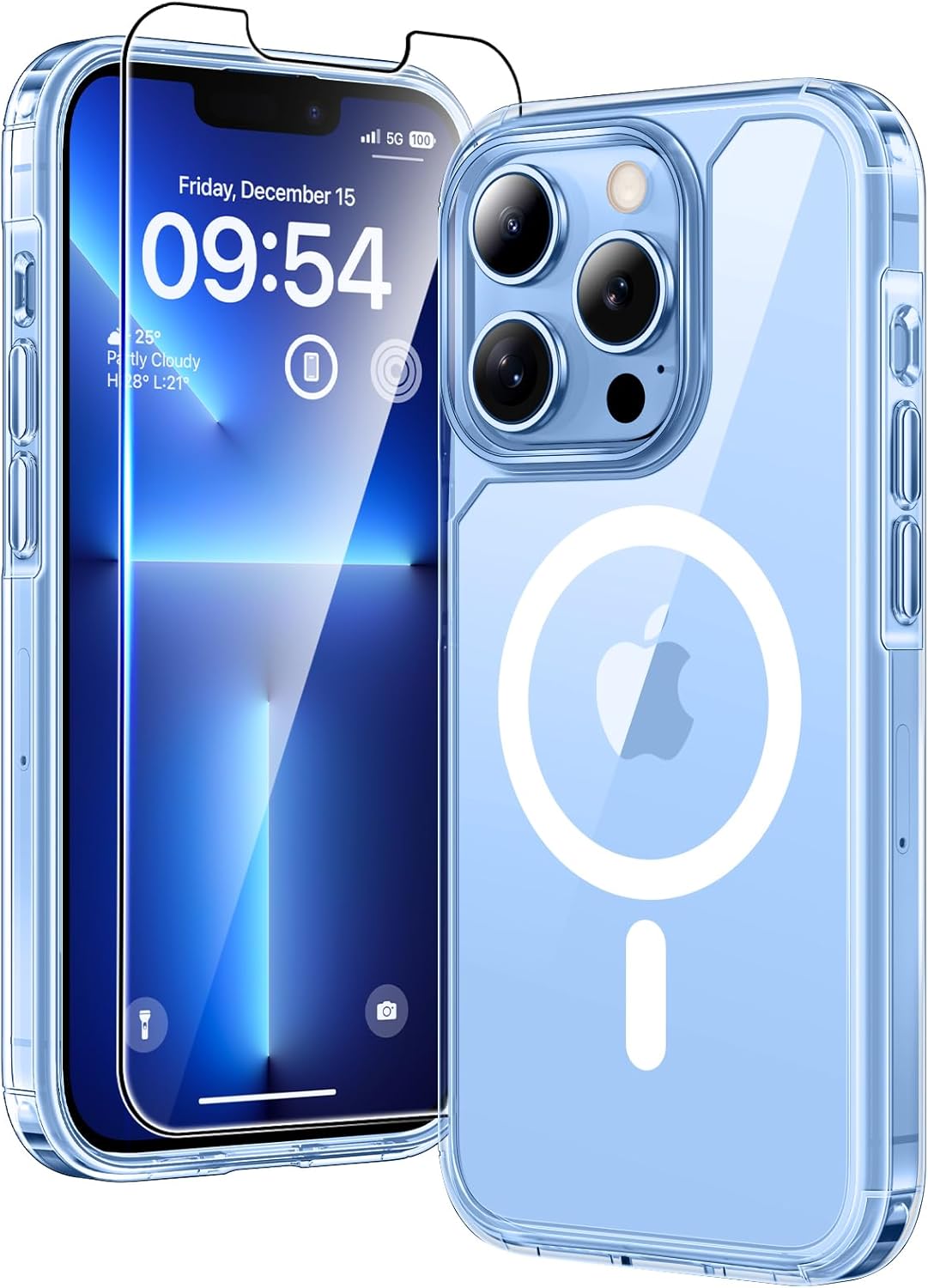 TAURI für iPhone 17 Hülle 6,3" mit Panzer Schutz Glas Folie, Kompatibel mit MagSafe, Schutz nach Militärstandard, [Anti-Vergilbung] Stoßfest Transparent Magnetisch Handyhülle - Durchsichtig