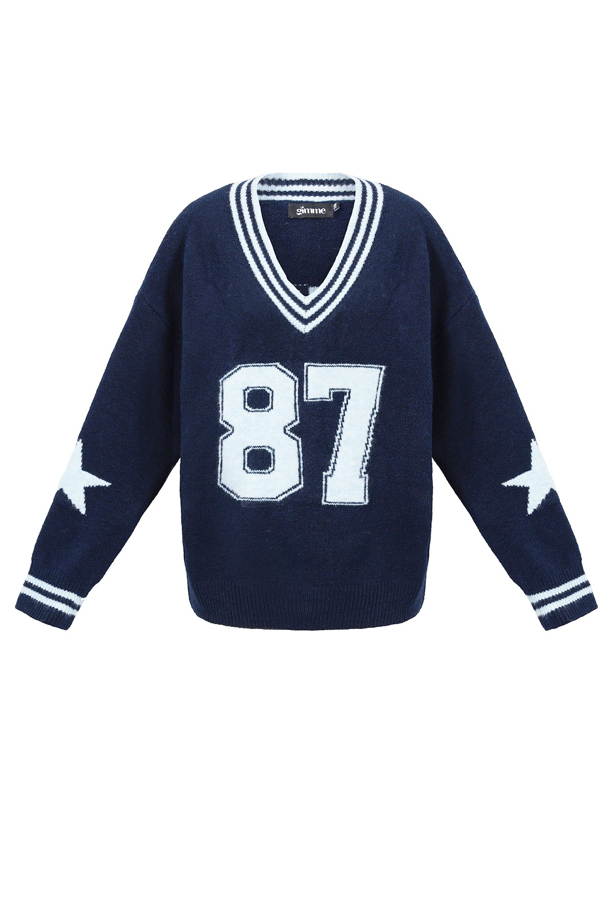 Knitted Polyester Fiber Women's V-Neck Sweater Casual Color Clash