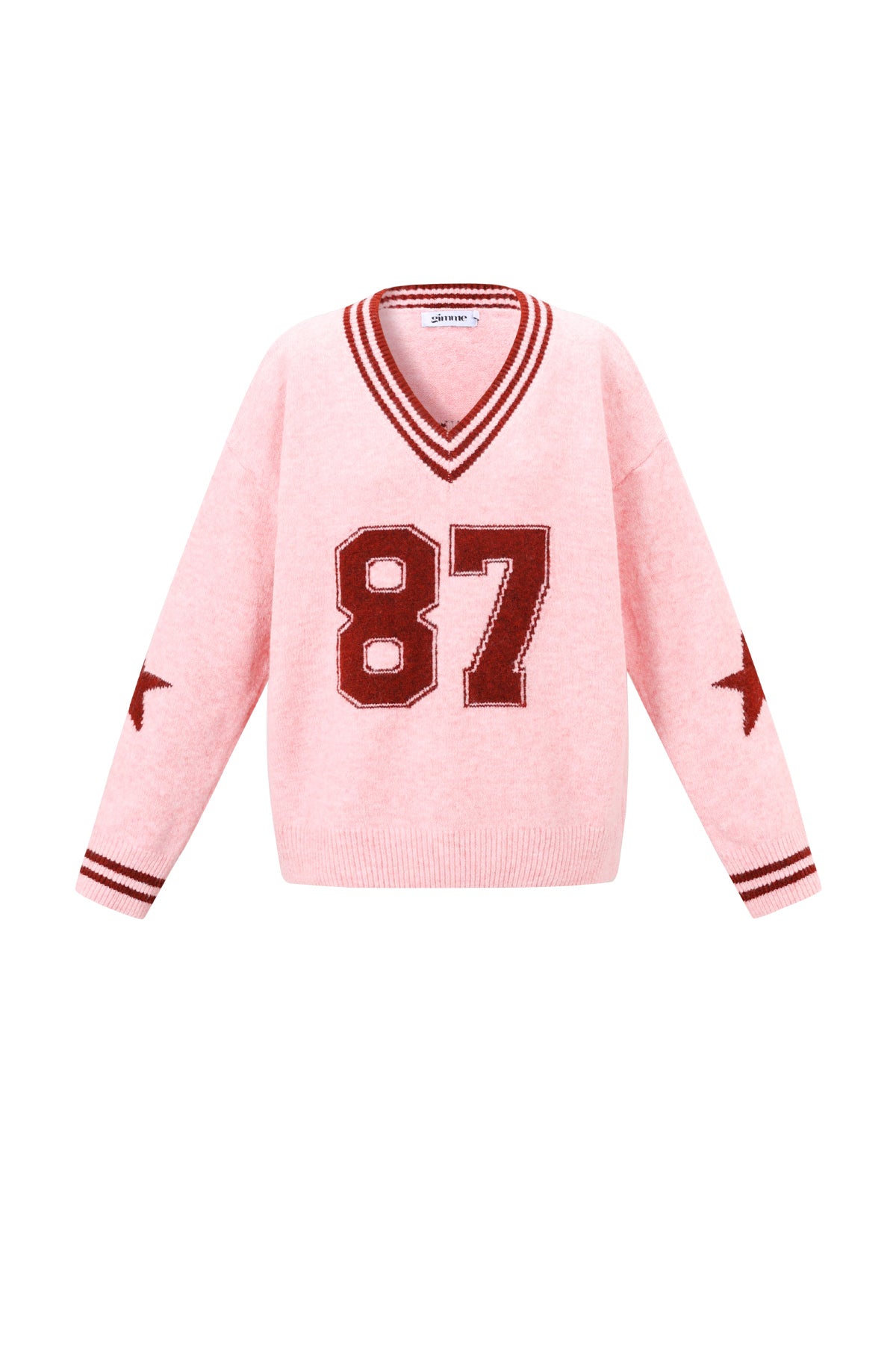 Knitted Polyester Fiber Women's V-Neck Sweater Casual Color Clash