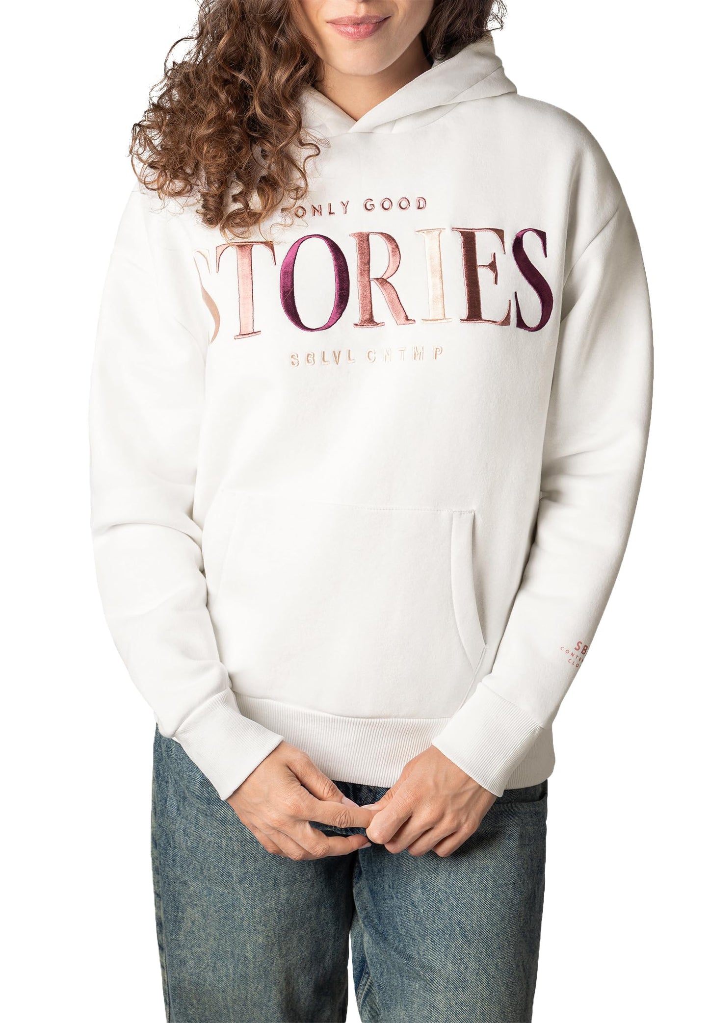 Sublevel Damen Sweathoodie Kapuzenpullover Sweatjacke mit Prints und Kapuze