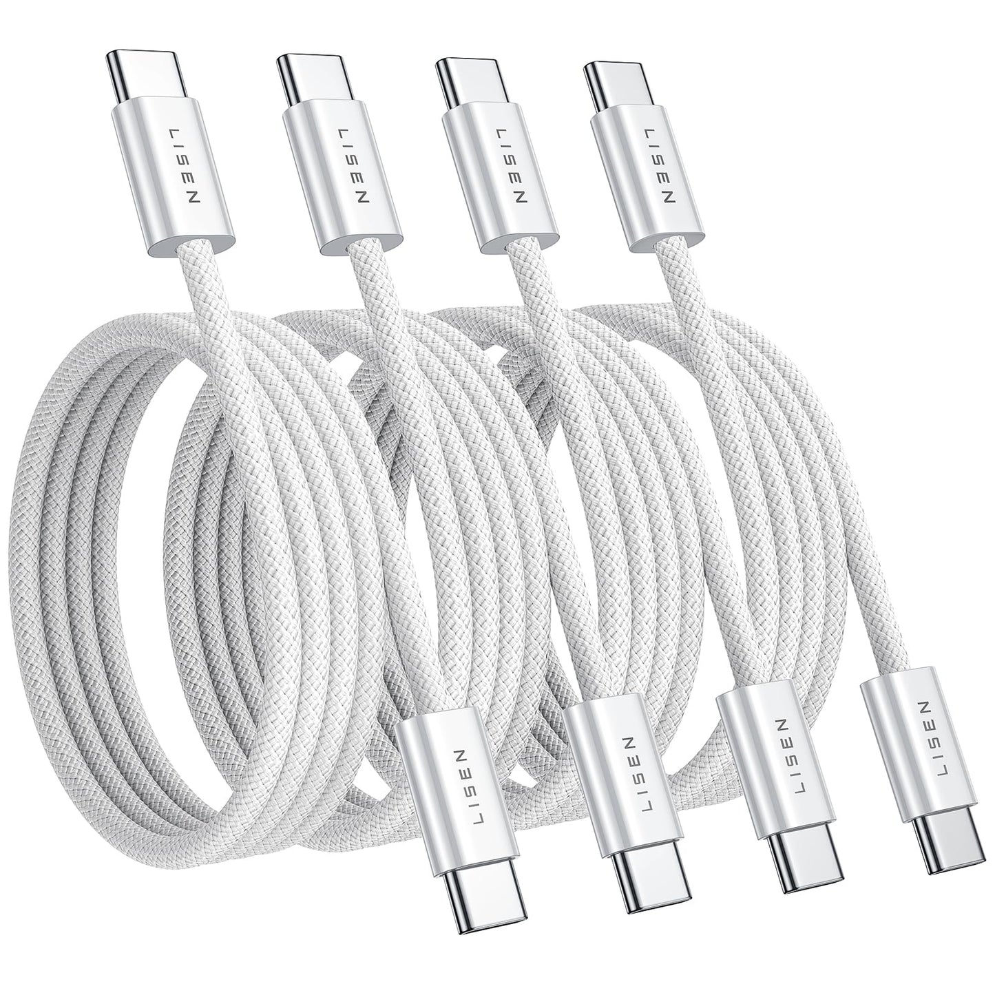 LISEN 60W USB C Kabel, [4er Pack, 0,5M 1M 1M 2M] USB C auf USB C Kabel Set, PD 3.0 Schnellladekabel USB C für iPhone 17 Pro Max Zubehör,iPhone 16 15,Switch,Samsung Galaxy S25,Pixel,MacBook,iPad,Xiaomi