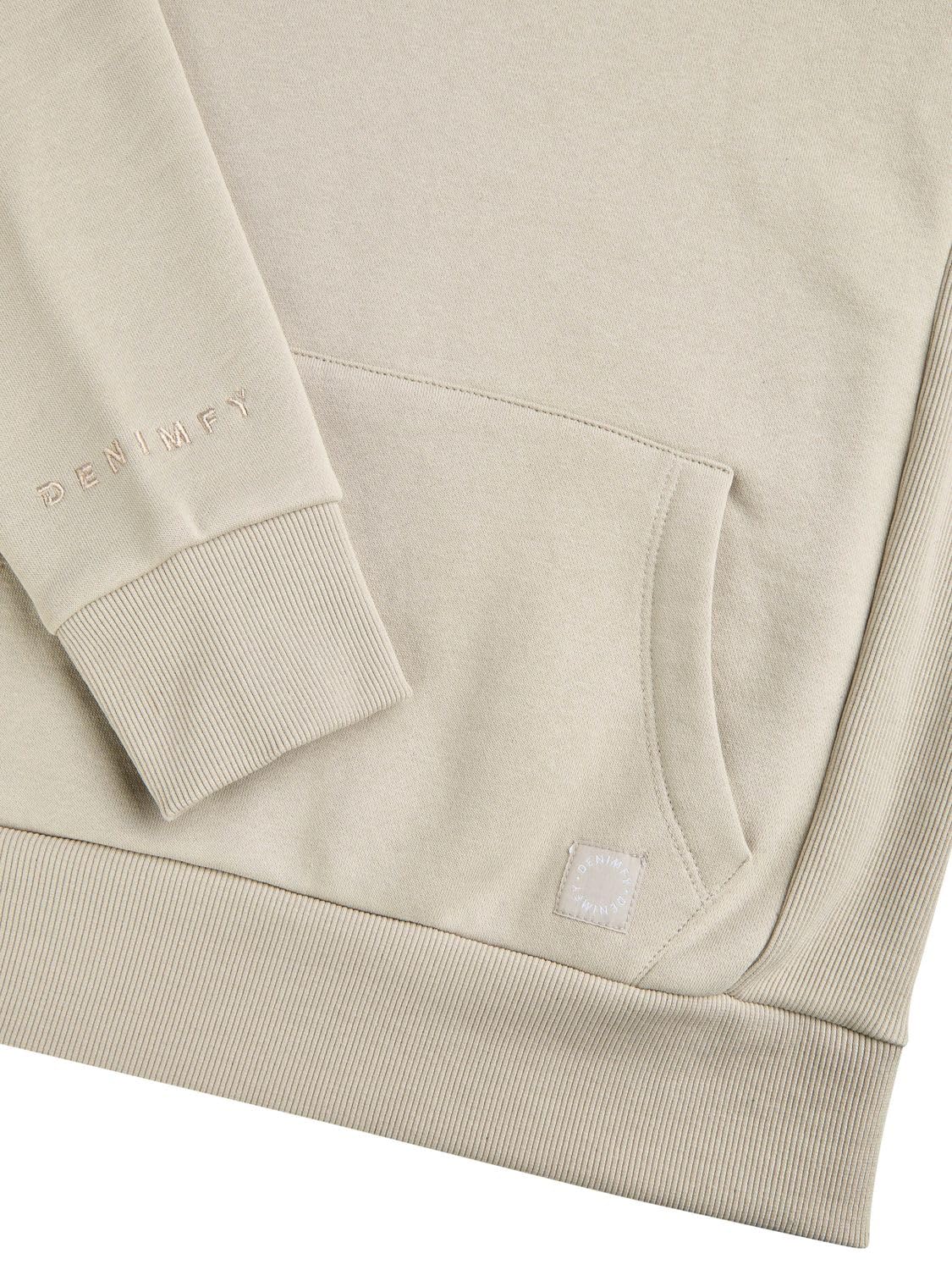 DENIMFY Hoodie Damen Regular Fit DFEmma Kapuzenpullover Pullover Cross-Over Kragen Schwarz Beige Grau Rose Blau Grün S M L XL XXL