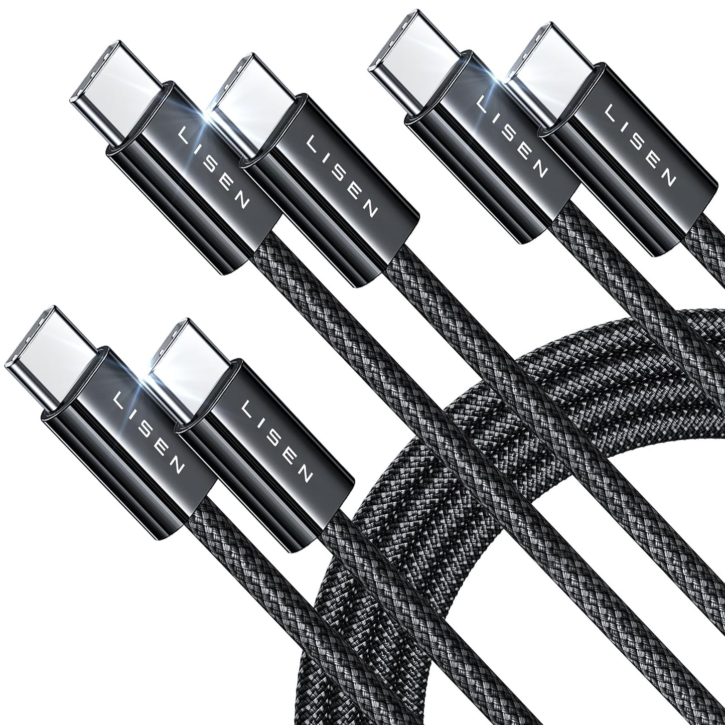 LISEN 60W USB C Kabel, [4er Pack, 0,5M 1M 1M 2M] USB C auf USB C Kabel Set, PD 3.0 Schnellladekabel USB C für iPhone 17 Pro Max Zubehör,iPhone 16 15,Switch,Samsung Galaxy S25,Pixel,MacBook,iPad,Xiaomi