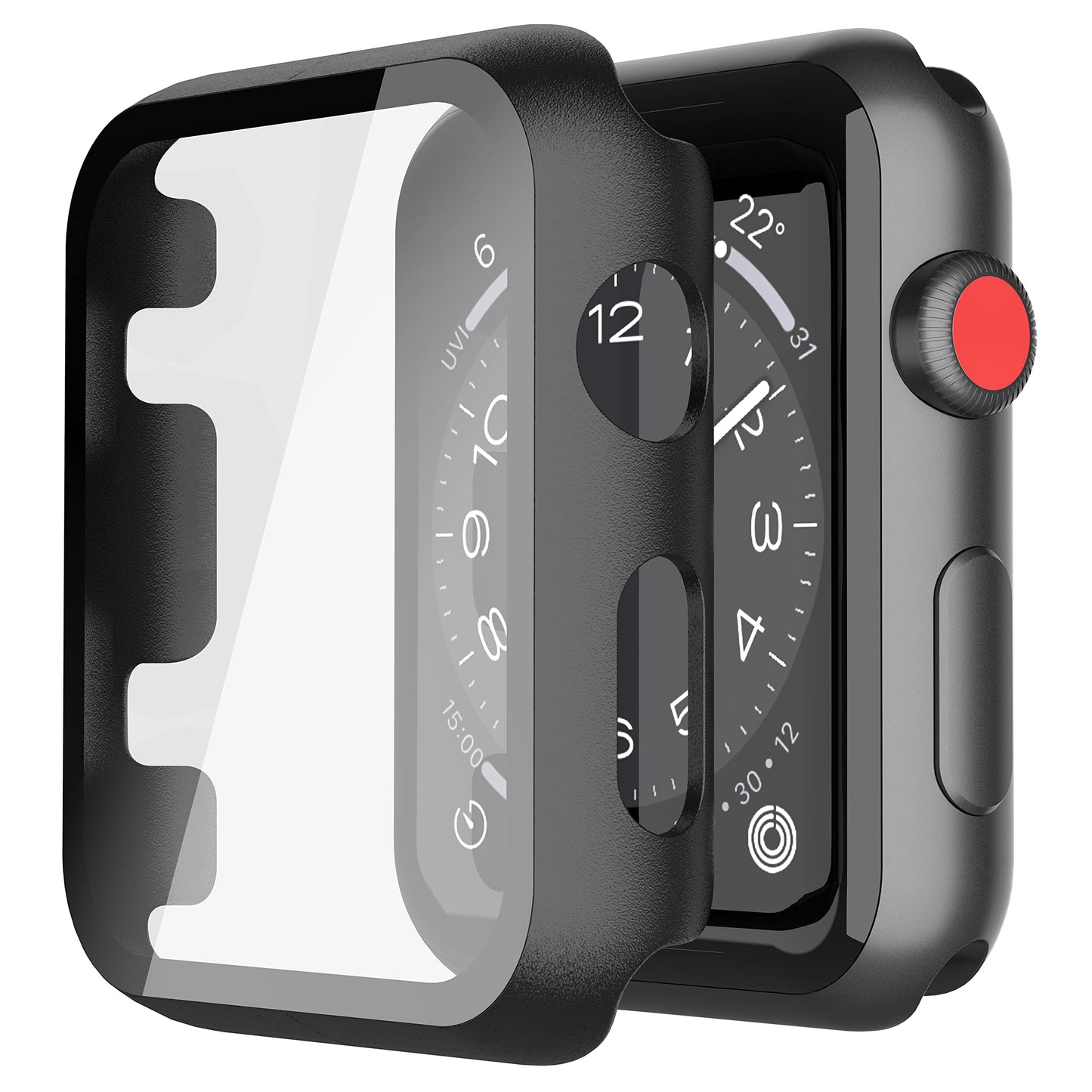 Misxi 2 Stück Harte PC Schutzhülle mit Gehärtetem Displayschutz für Apple Watch Series 11 (2025) Series 10 46mm, Ultra-dünne Anti-Fall Kratzfeste Abdeckung Schutz für iWatch, Mattschwarz