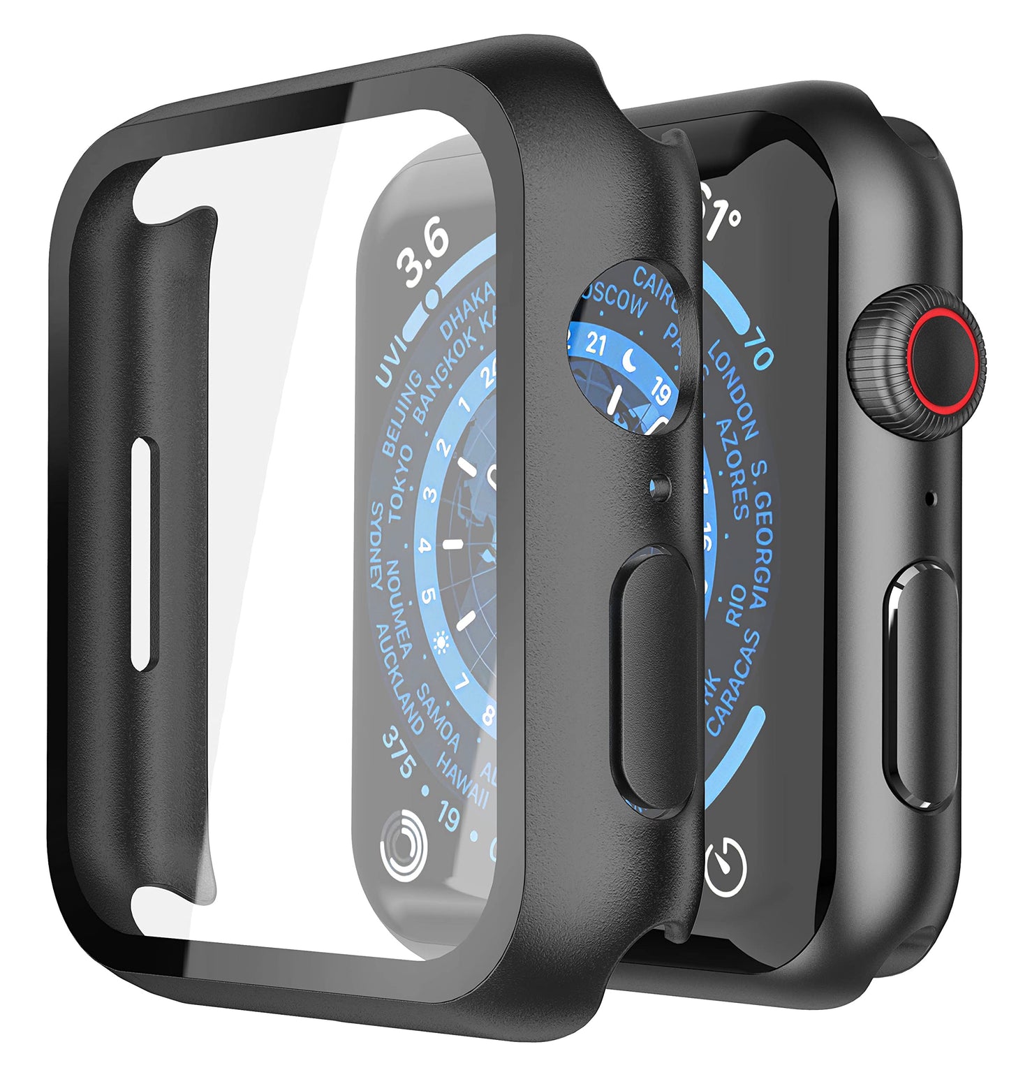 Misxi 2 Stück Harte PC Schutzhülle mit Gehärtetem Displayschutz für Apple Watch Series 11 (2025) Series 10 46mm, Ultra-dünne Anti-Fall Kratzfeste Abdeckung Schutz für iWatch, Mattschwarz