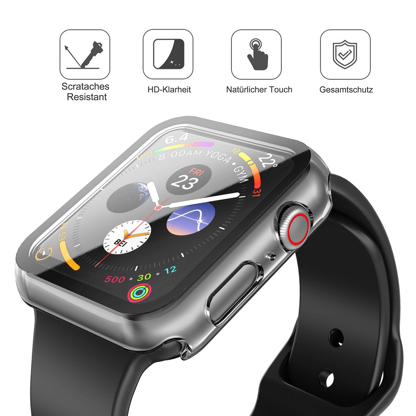 Misxi 2 Stück Harte PC Schutzhülle mit Gehärtetem Displayschutz für Apple Watch Series 11 (2025) Series 10 46mm, Ultra-dünne Anti-Fall Kratzfeste Abdeckung Schutz für iWatch, Mattschwarz