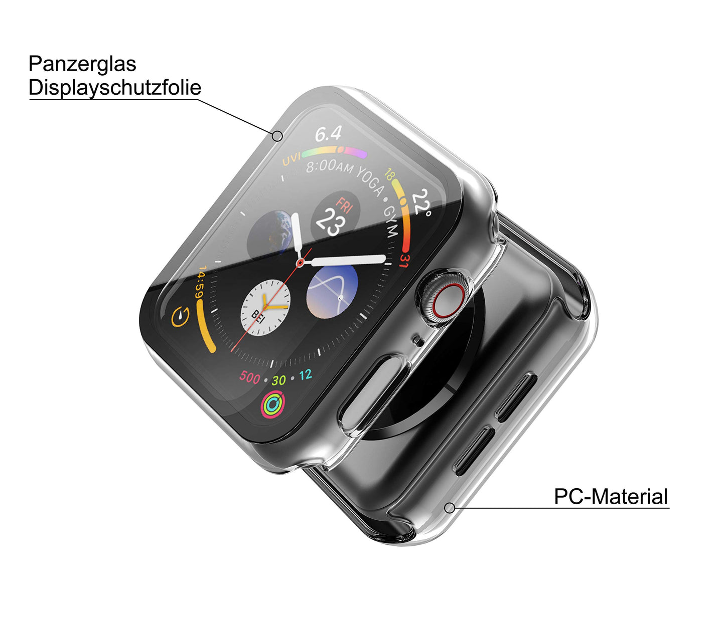 Misxi 2 Stück Harte PC Schutzhülle mit Gehärtetem Displayschutz für Apple Watch Series 11 (2025) Series 10 46mm, Ultra-dünne Anti-Fall Kratzfeste Abdeckung Schutz für iWatch, Mattschwarz