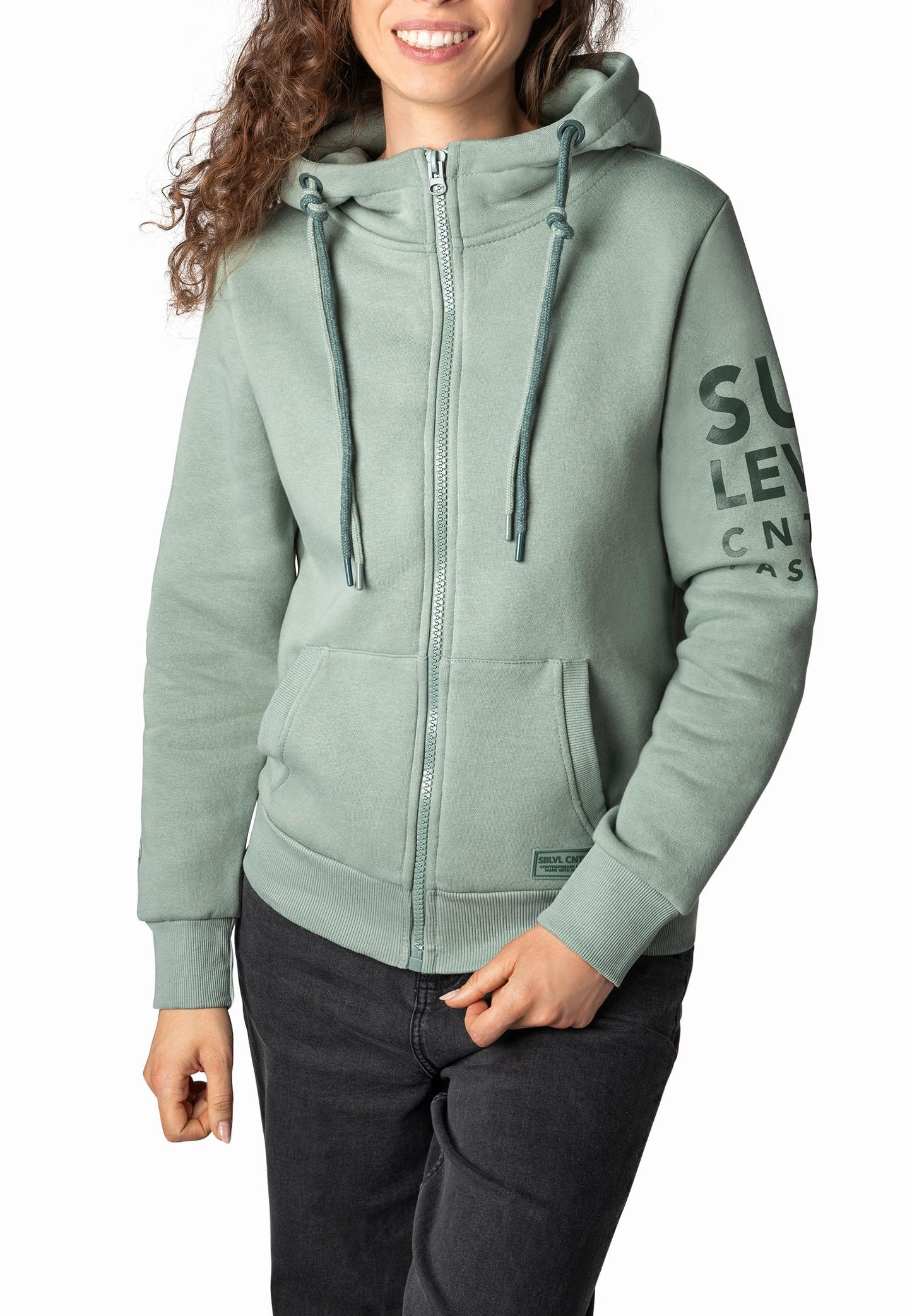 Sublevel Damen Sweathoodie Kapuzenpullover Sweatjacke mit Prints und Kapuze