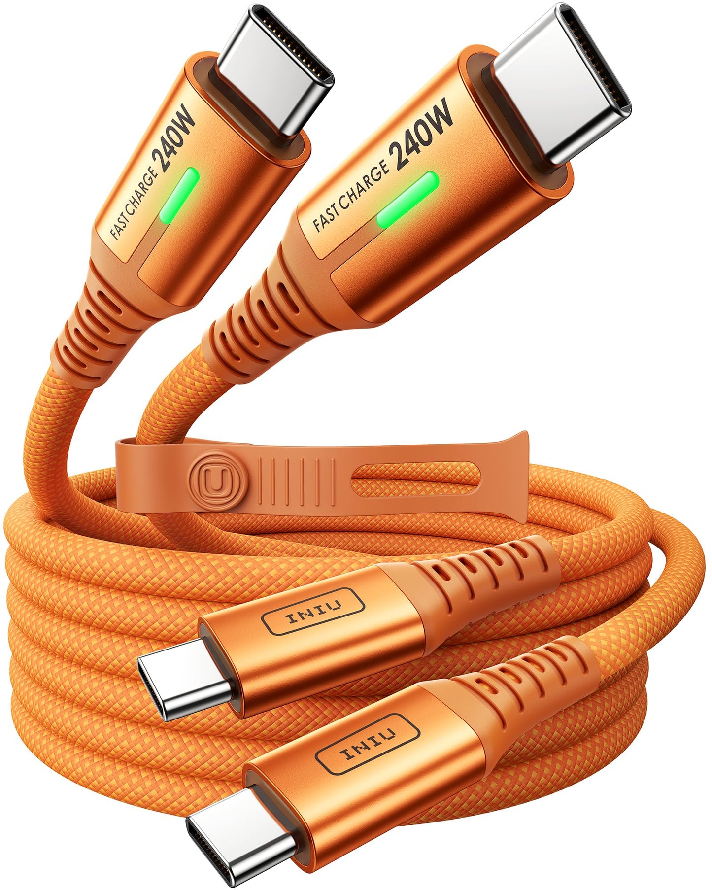 INIU 240W USB C Kabel, [2Pack 2m] PD Schnellladekabel USB C auf USB C, Nylon Geflochten Ladekabel USBC Ladegerät für iPhone 17 16 15 Pro Max Samsung Galaxy S25 S24 Ultra Pixel 9 iPad Pro MacBook Air
