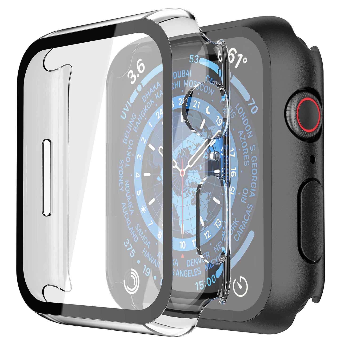 Misxi 2 Stück Harte PC Schutzhülle mit Gehärtetem Displayschutz für Apple Watch Series 11 (2025) Series 10 46mm, Ultra-dünne Anti-Fall Kratzfeste Abdeckung Schutz für iWatch, Mattschwarz