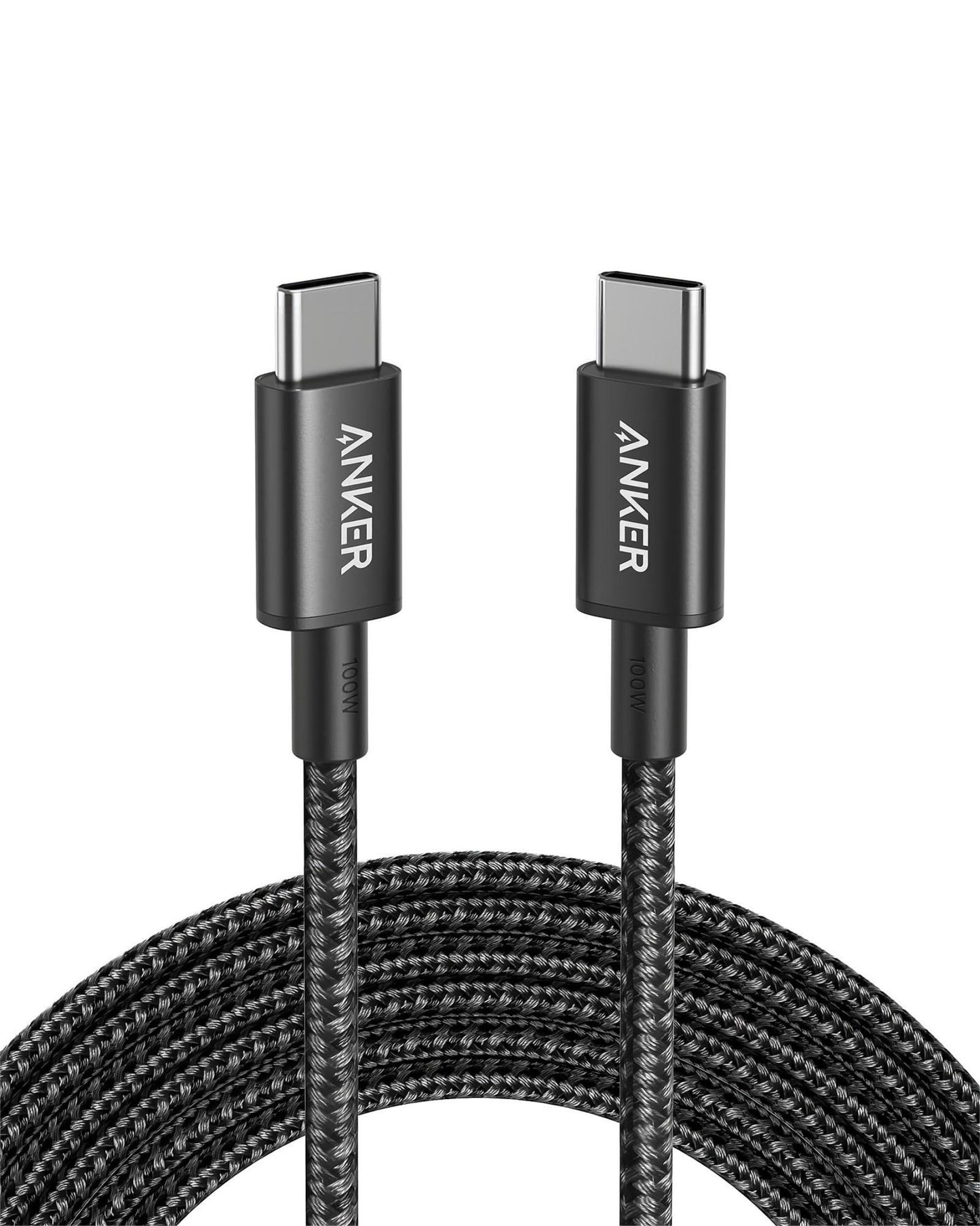 Anker Nylon USB-C to USB-C Charging Cable 2.0, 100W Type-C Charging Cable, 3m Long, Fast Charging for iPad Mini 6. Gen, MacBook Pro 2020, iPad Pro 2020, iPad Air 4, Galaxy S20 Plus S9, Pixel, Switch