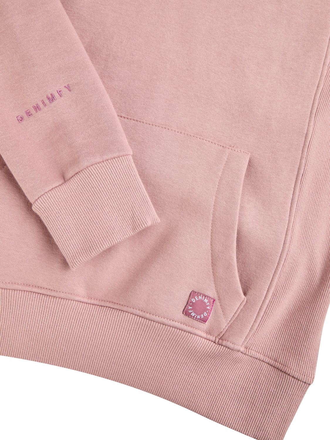 DENIMFY Hoodie Damen Regular Fit DFEmma Kapuzenpullover Pullover Cross-Over Kragen Schwarz Beige Grau Rose Blau Grün S M L XL XXL