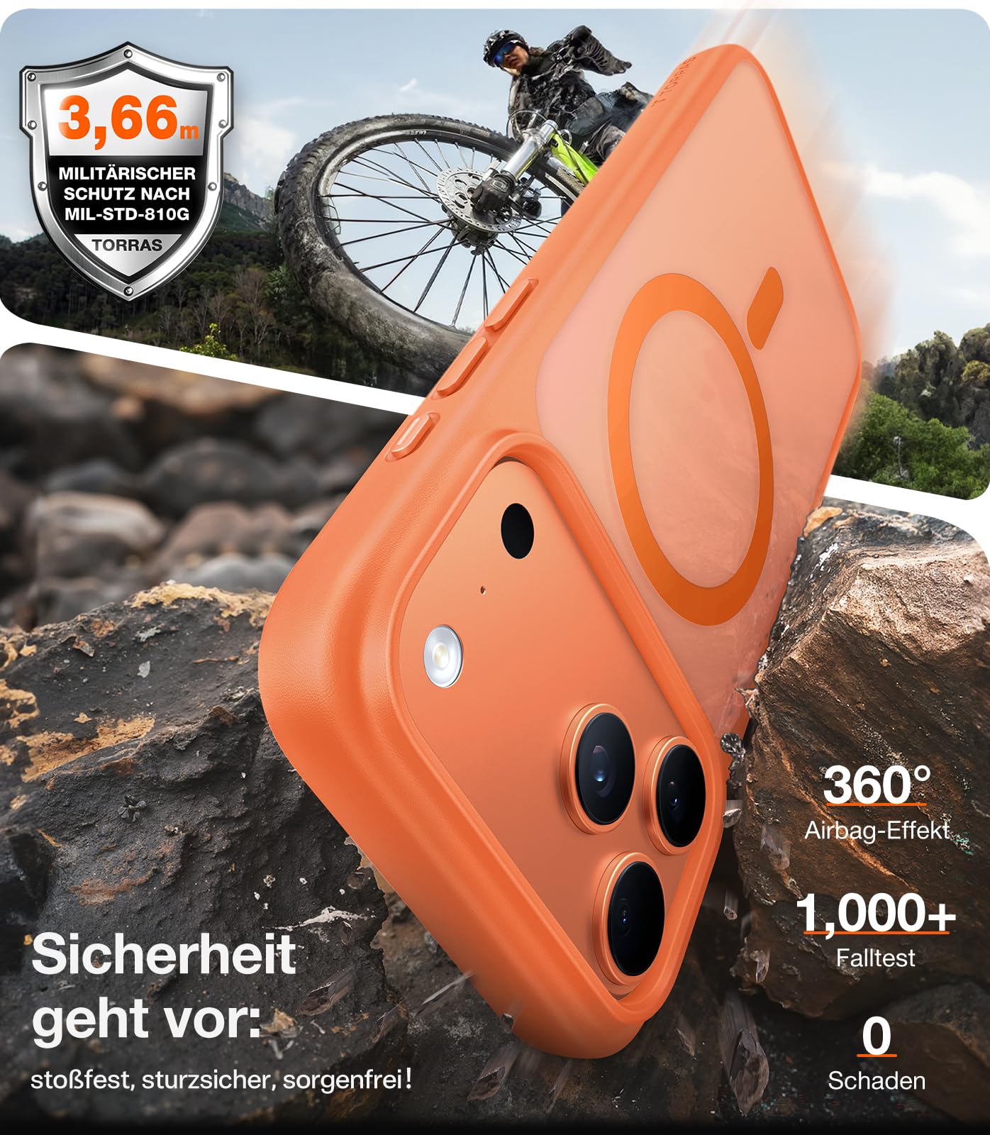TORRAS Guardian-Mag für iPhone 17 Pro Hülle für MagSafe (Zertifizierte Militärschutz und Magnetkraft) Handyhülle iPhone 17 Pro Case Extrem Haltbarkeit Hülle Stoßfest Kratzfest Cover, Matt Blau