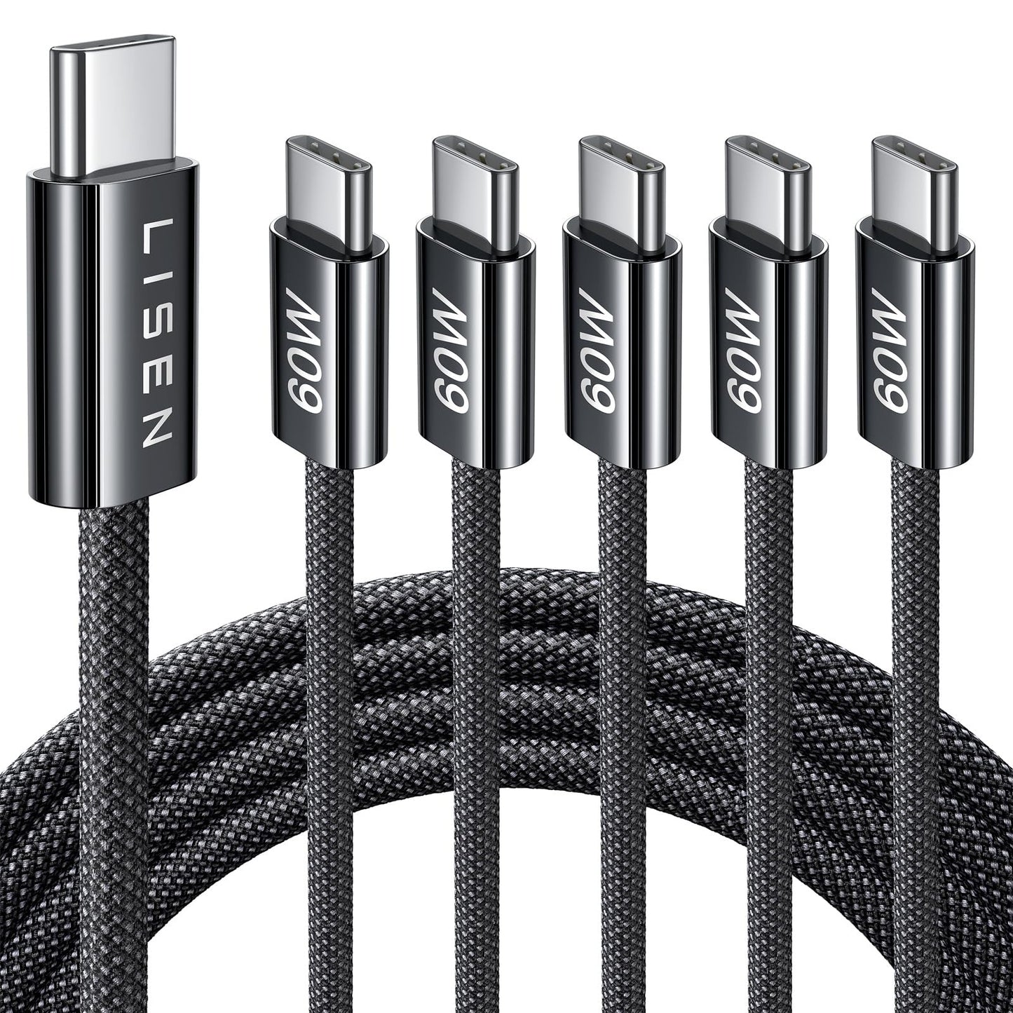 LISEN 60W USB C Kabel, [4er Pack, 0,5M 1M 1M 2M] USB C auf USB C Kabel Set, PD 3.0 Schnellladekabel USB C für iPhone 17 Pro Max Zubehör,iPhone 16 15,Switch,Samsung Galaxy S25,Pixel,MacBook,iPad,Xiaomi