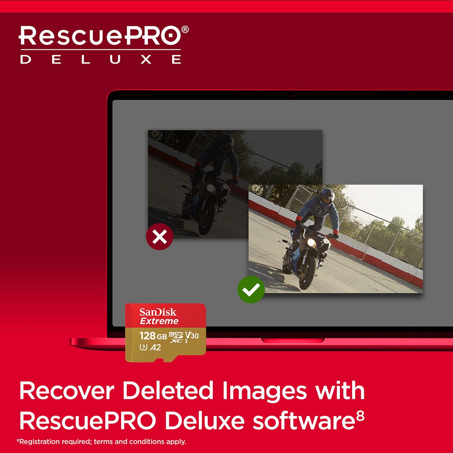 SanDisk Extreme microSDXC UHS-I Speicherkarte 128 GB + Adapter (Für Smartphones, Actionkameras und Drohnen, A2, C10, V30, U3, 190 MB/s Übertragung, RescuePRO Deluxe)
