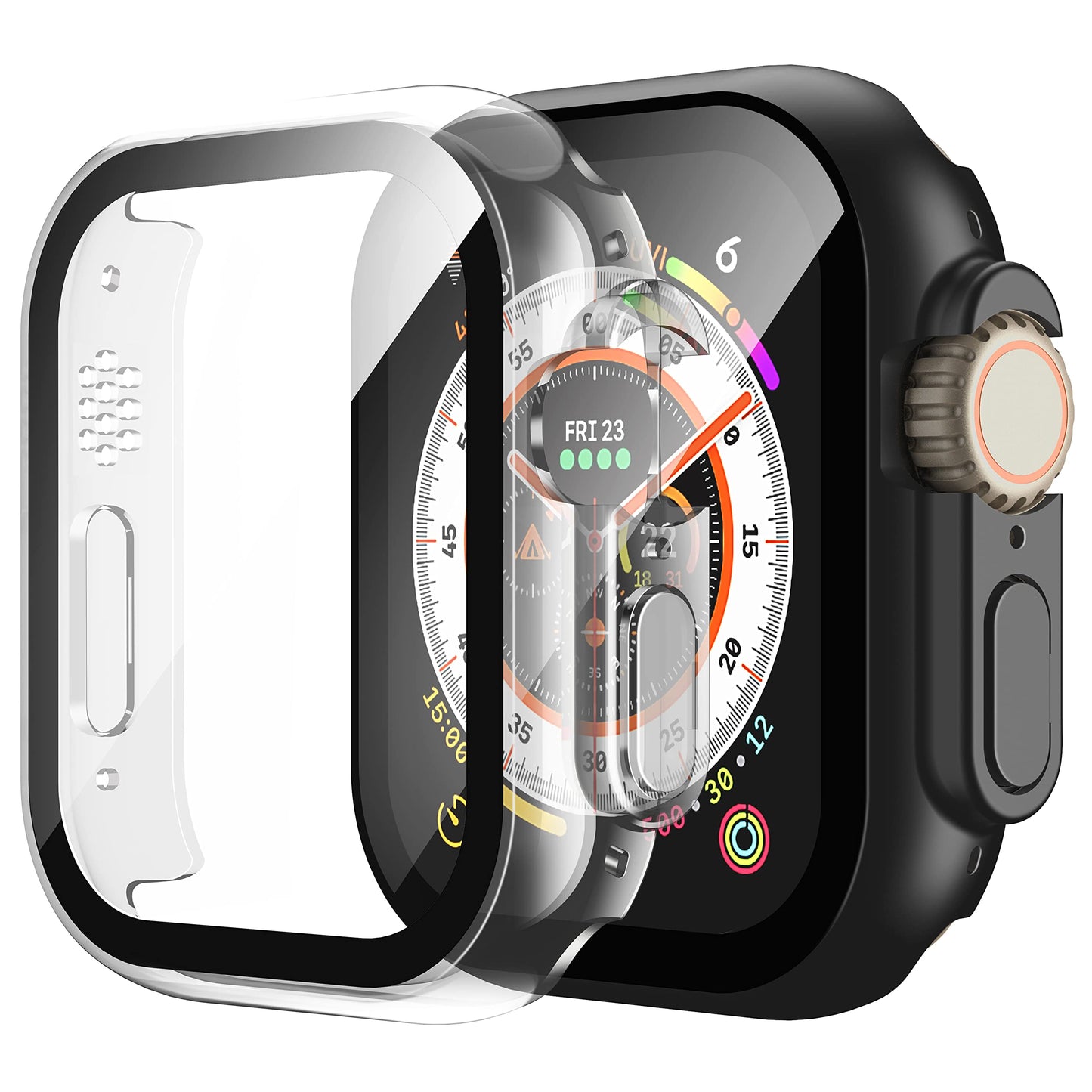 Misxi 2 Stück Harte PC Schutzhülle mit Gehärtetem Displayschutz für Apple Watch Series 11 (2025) Series 10 46mm, Ultra-dünne Anti-Fall Kratzfeste Abdeckung Schutz für iWatch, Mattschwarz