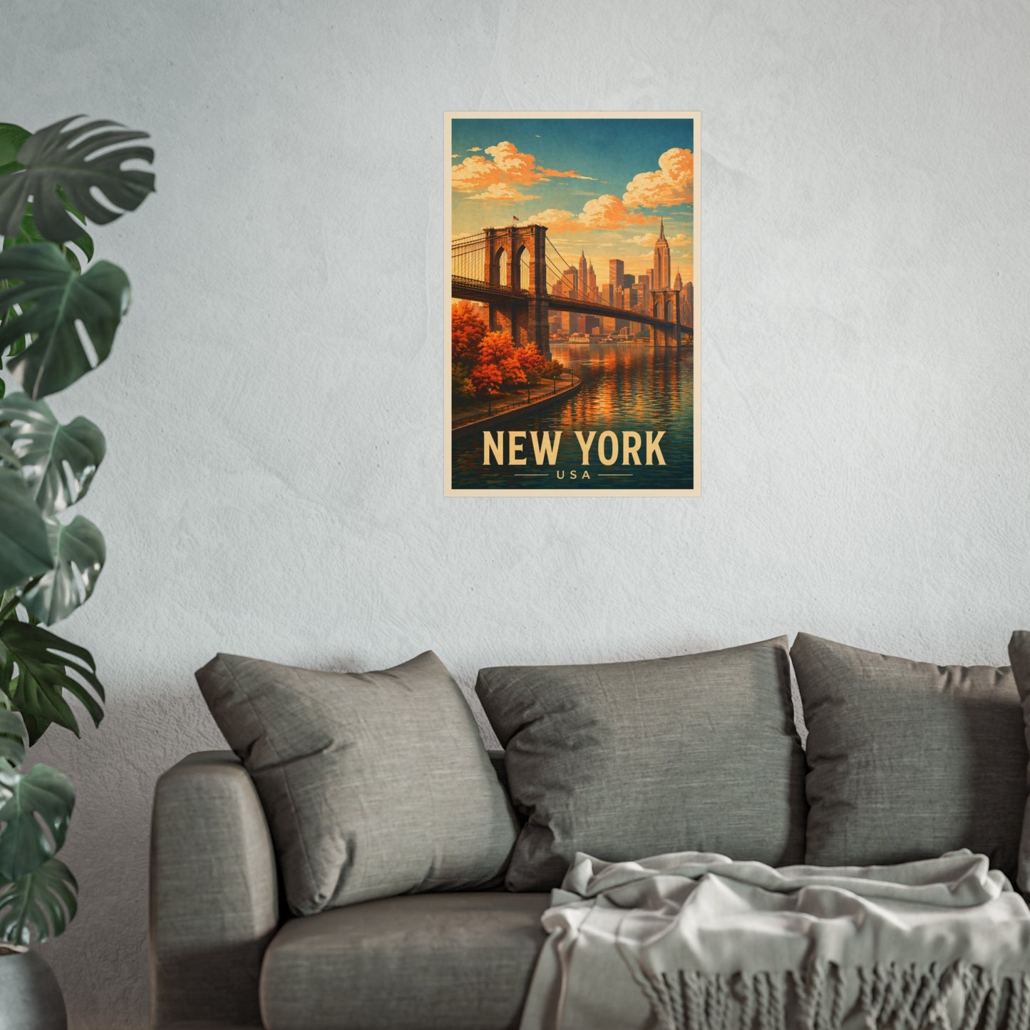 New York Poster without frame Brooklyn Bridge NYC Skyline Wall Art City Print USA Decor